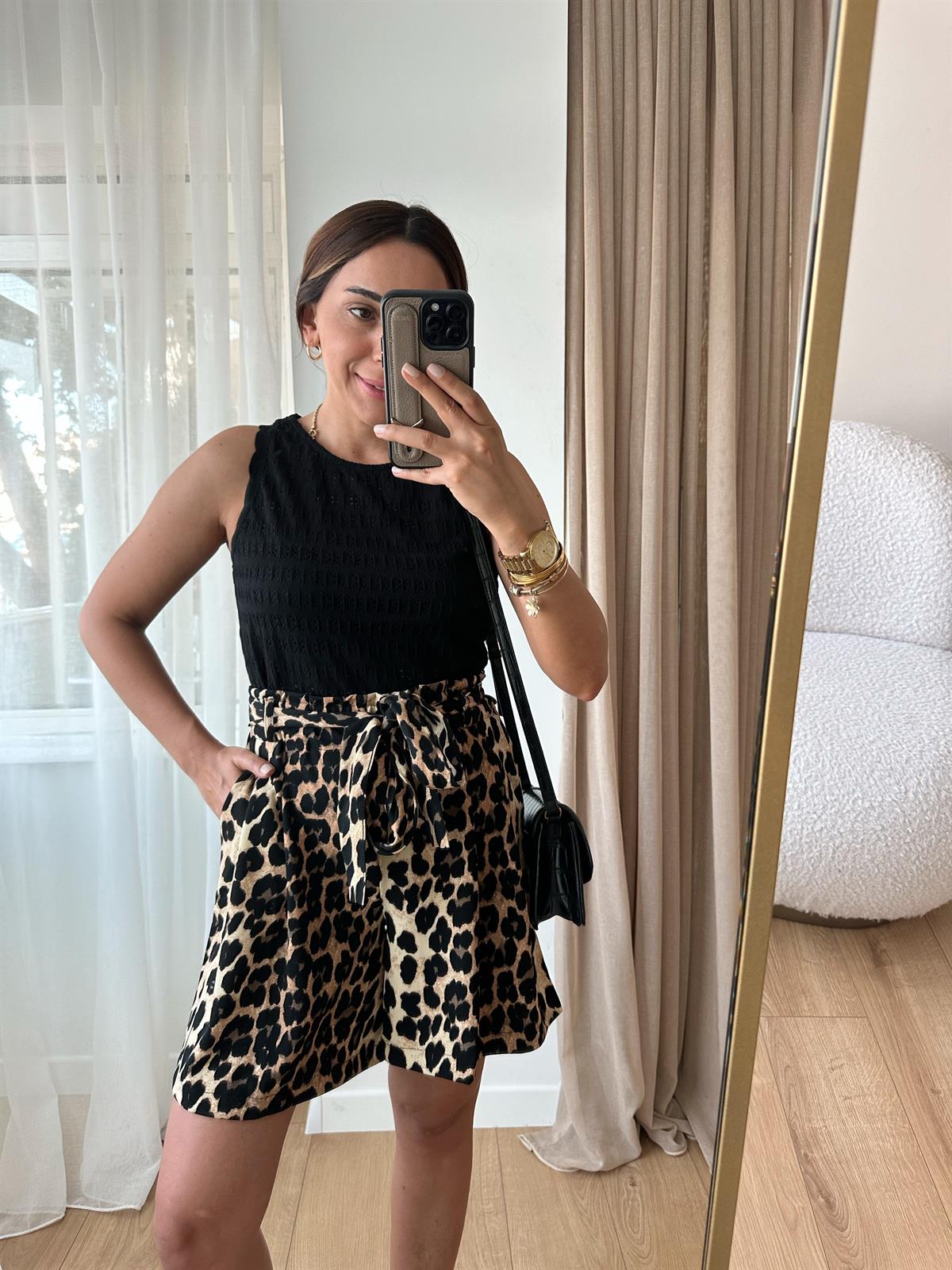LEOPAR BELİ KUŞAKLI ŞORT