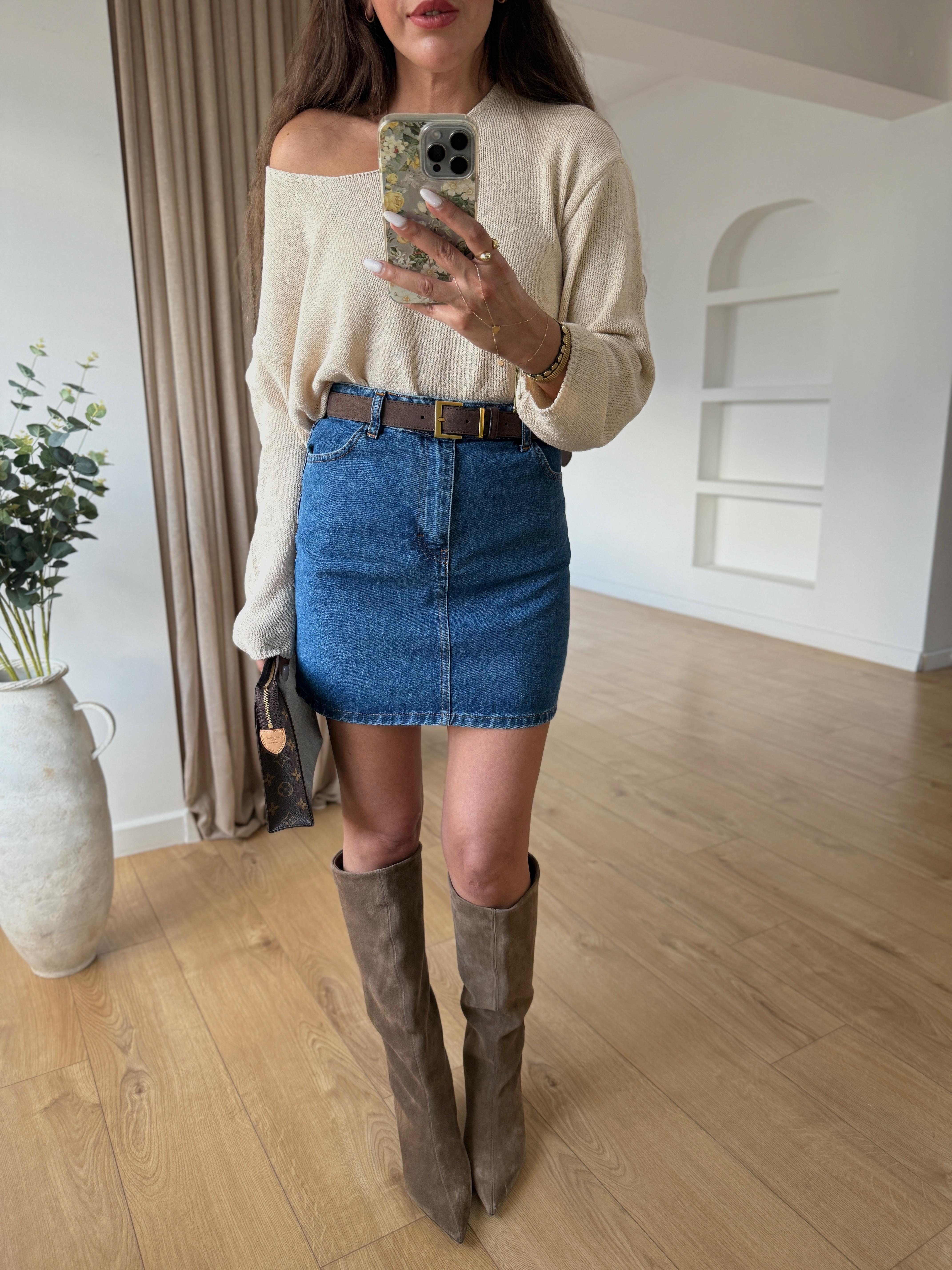 Low 0257 Mavi Mini Denim Etek