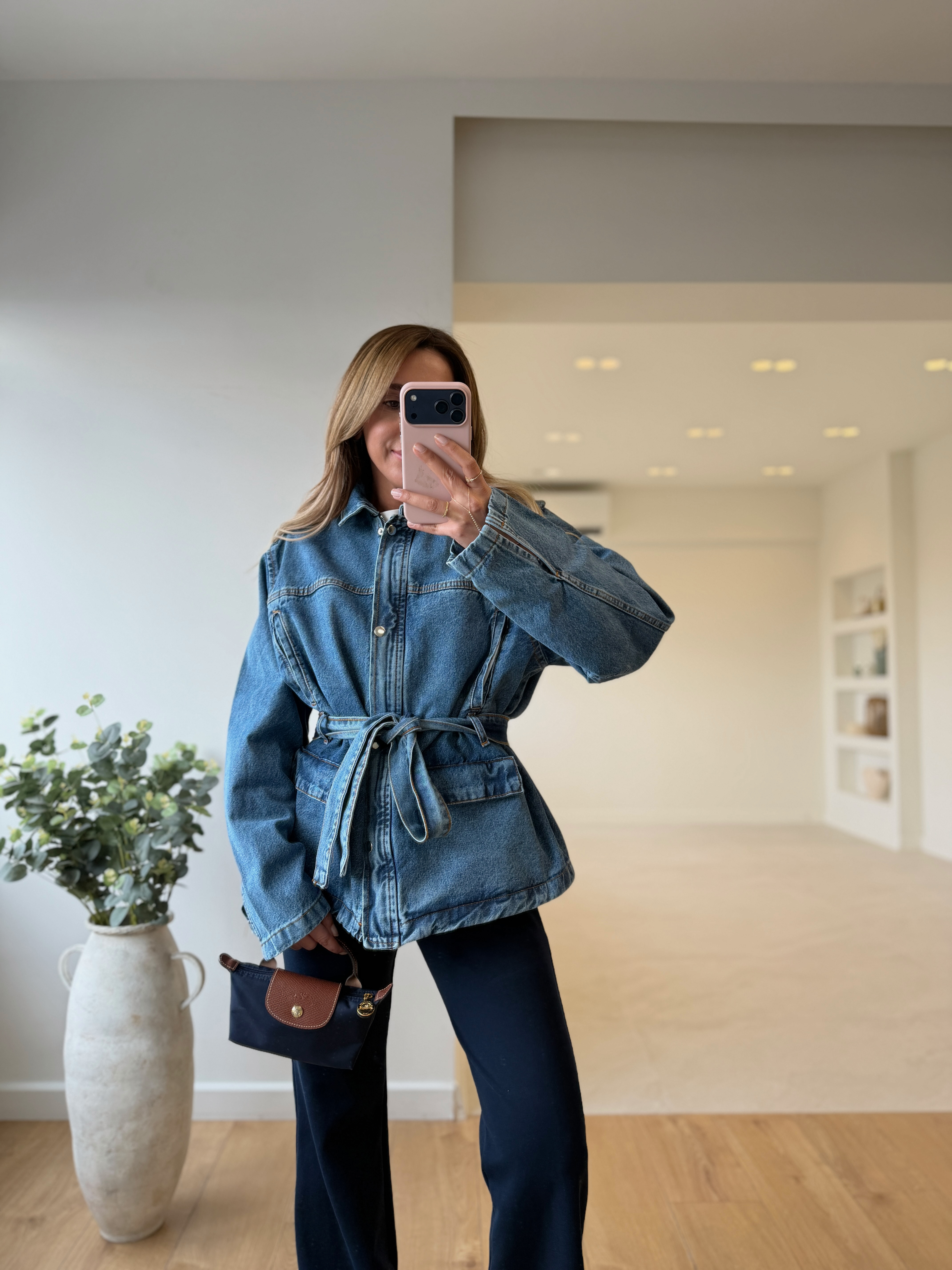 Low 0568 Denim Bağlamalı Açık Mavi Ceket