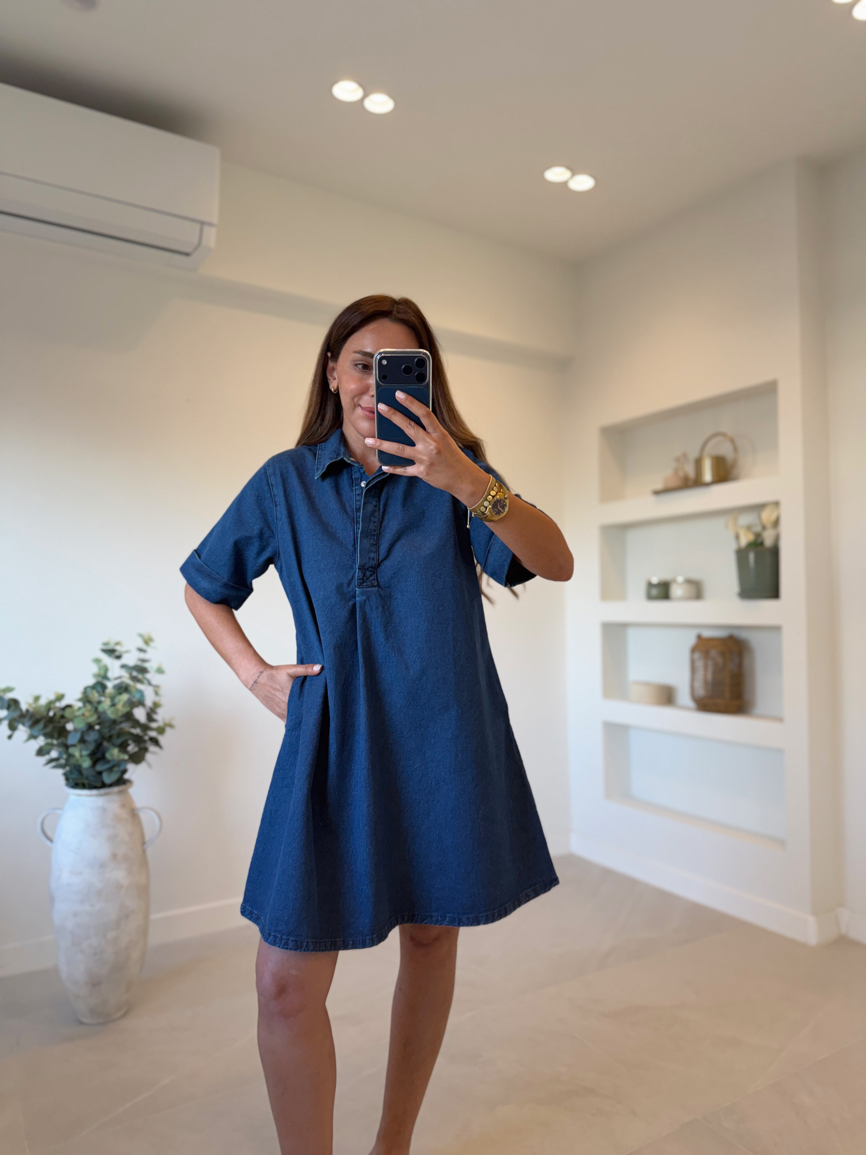 Low 1030 Lacivert Denim Elbise