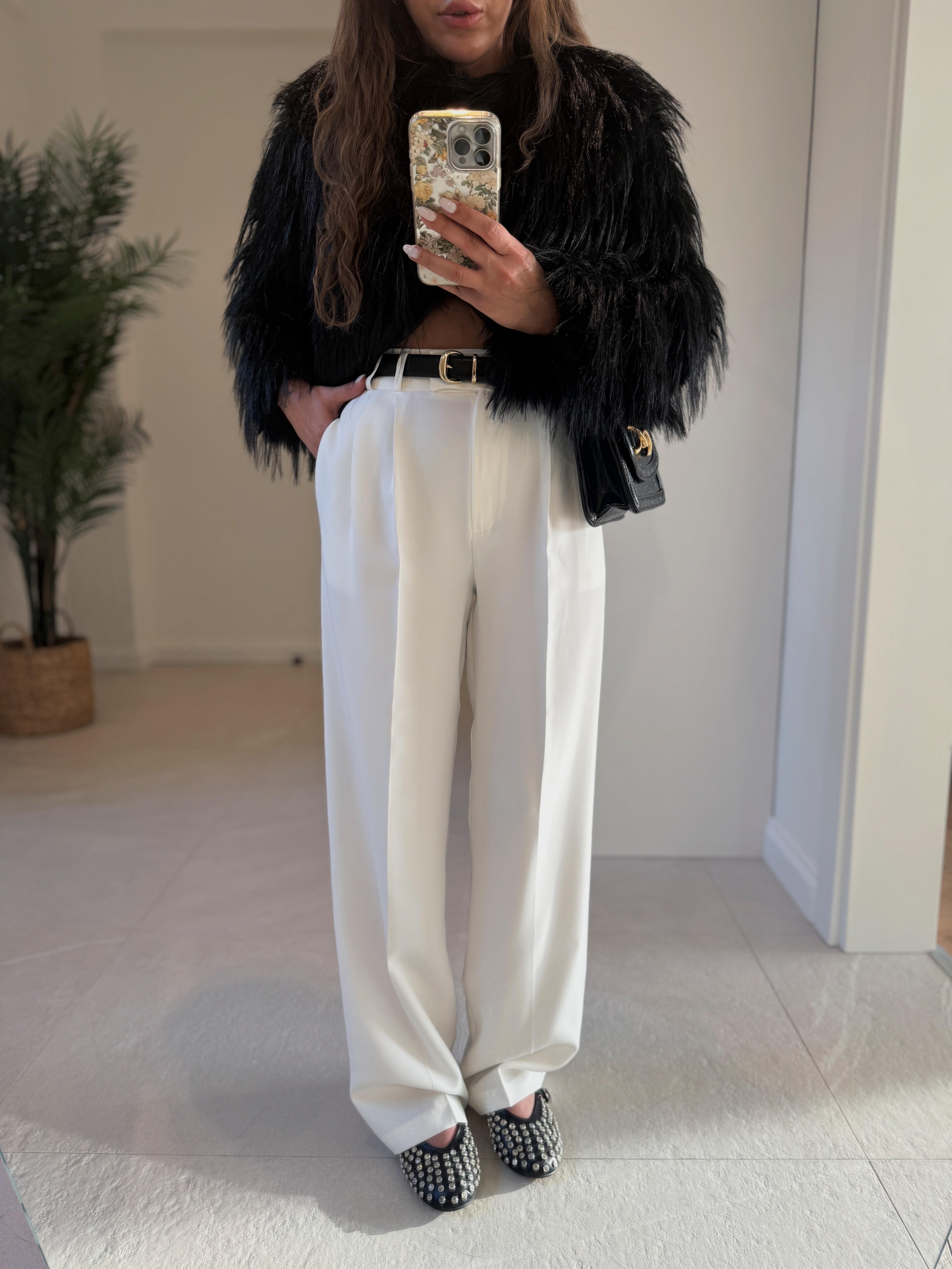 Low 1606 Beyaz Premium Palazzo Pantolon