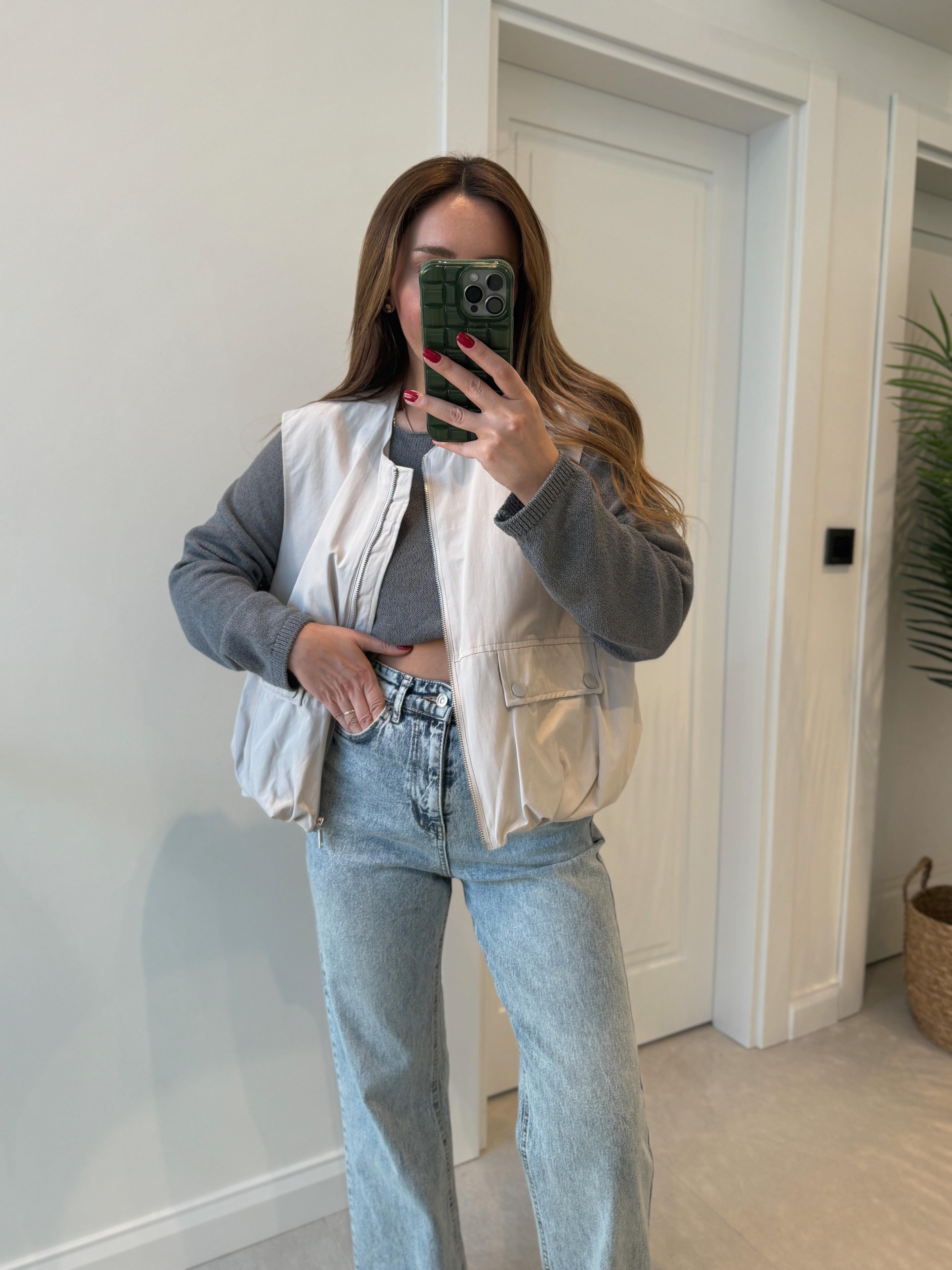 Low 5087 Cepli Krem Gabardin Yelek