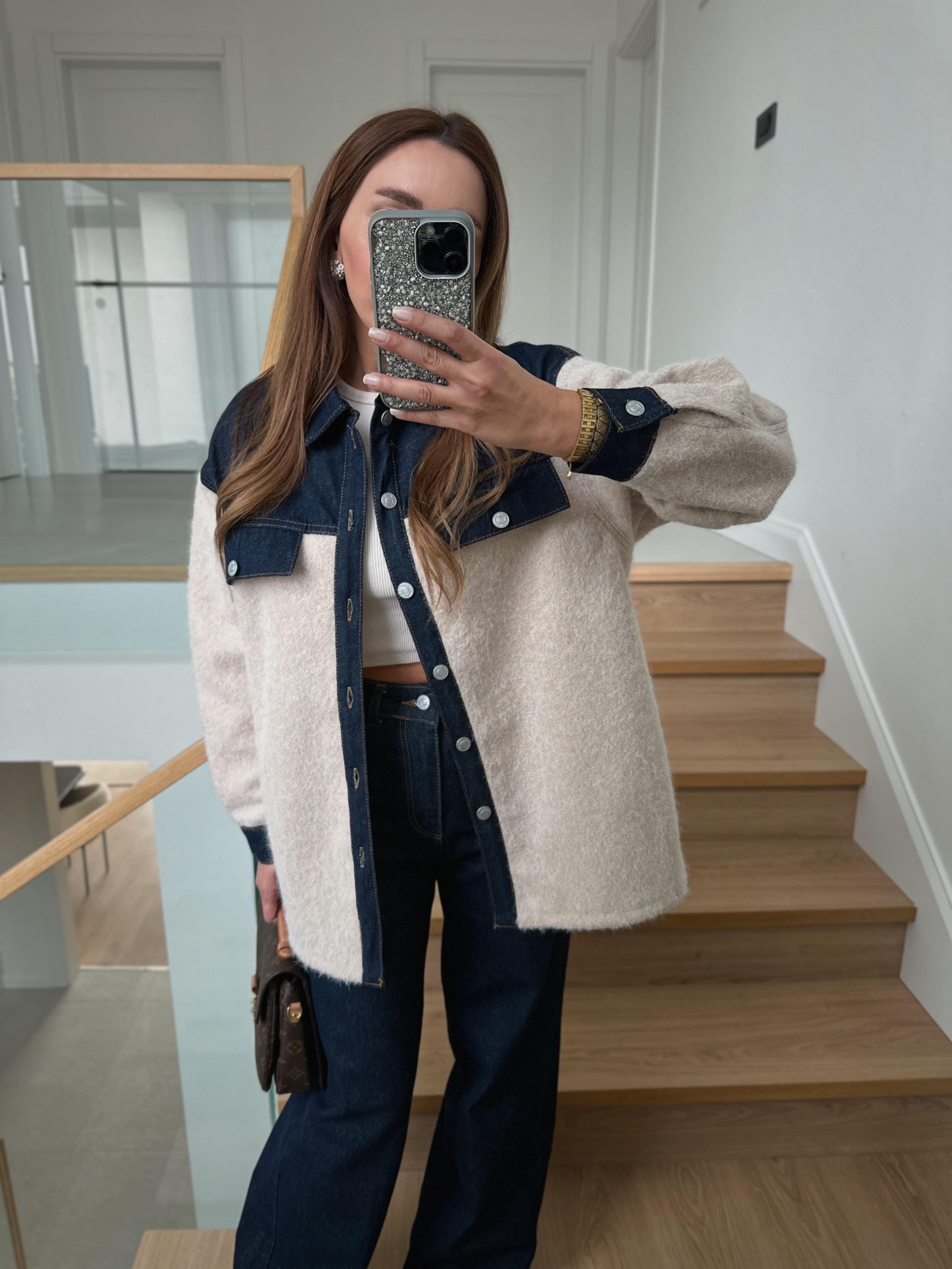 Low Garnili Denim Buklet Ceket