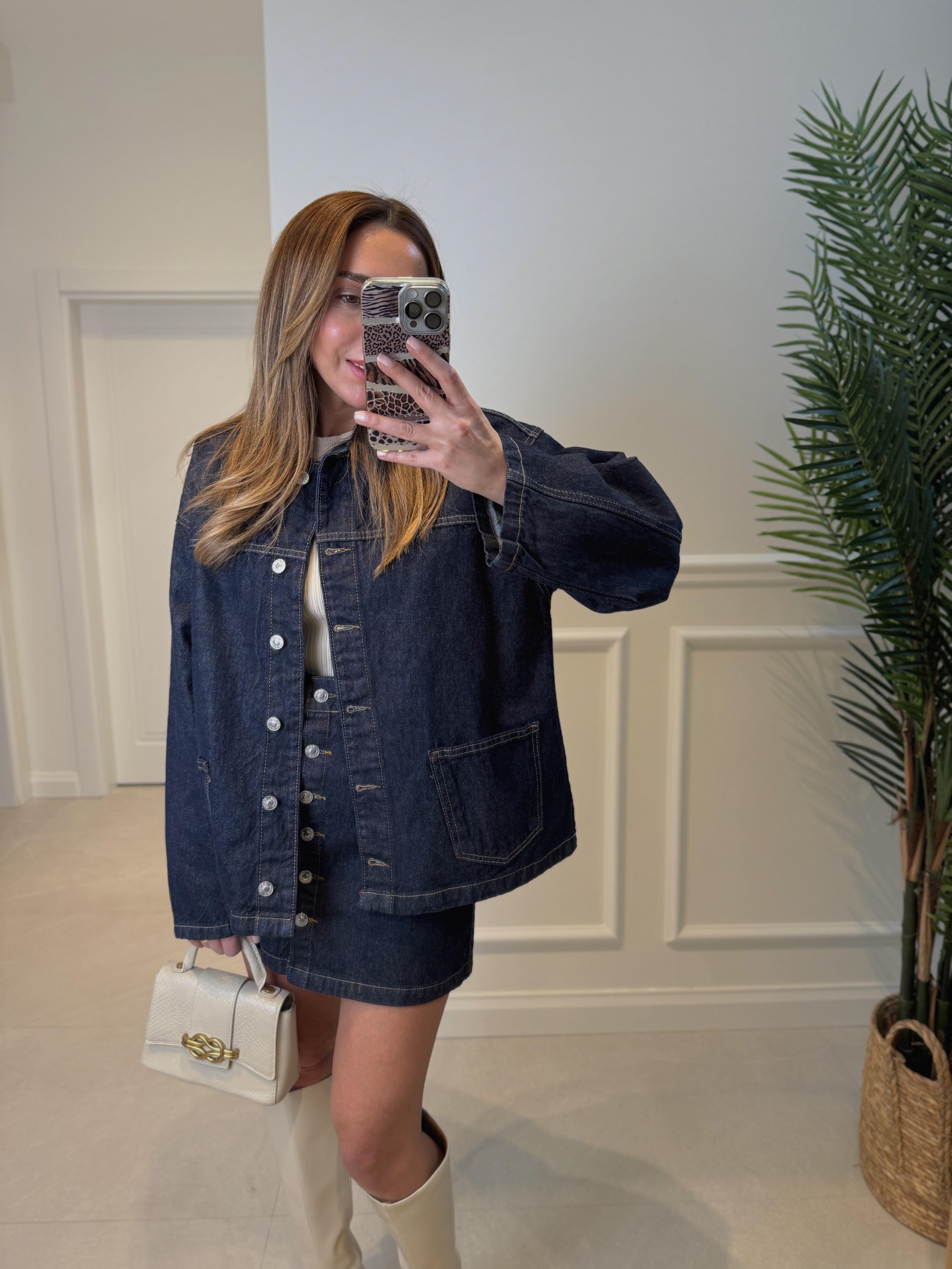 Low Koyu Lacivert Denim Ceket