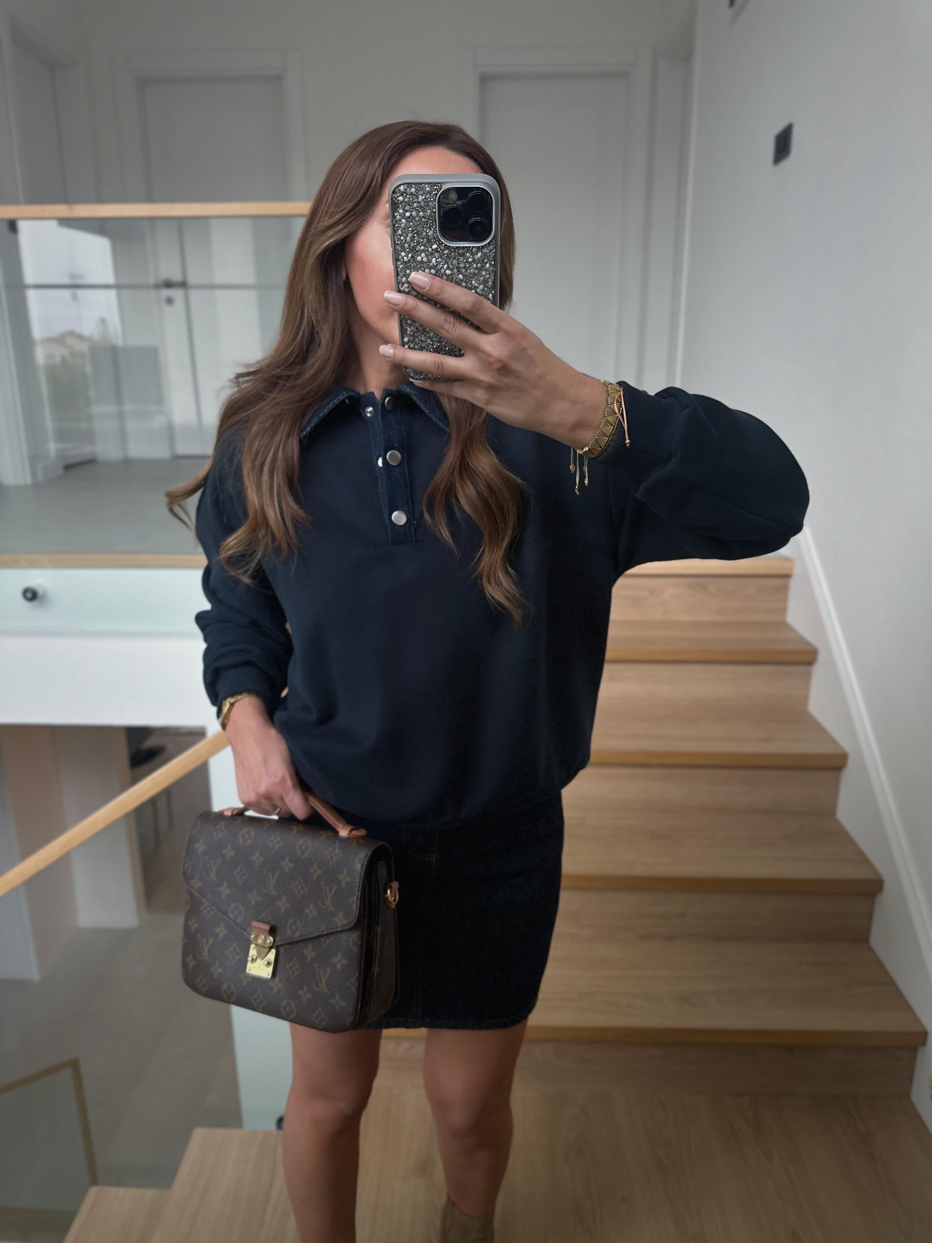 Low Lacivert Yakası Jean Detaylı Sweatshirt