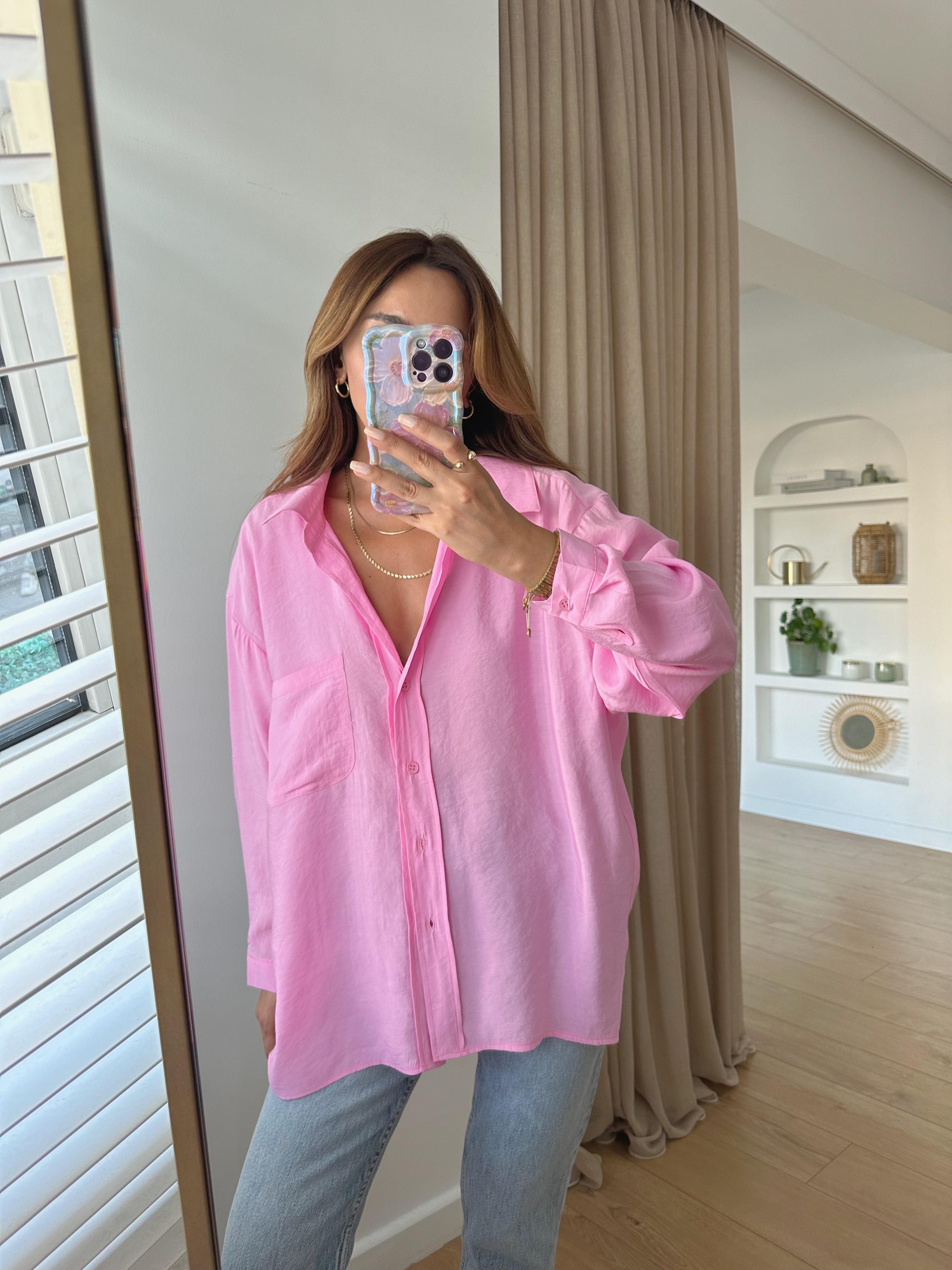 Low Premıum Modal Karışımlı Pembe Tensel Gömlek