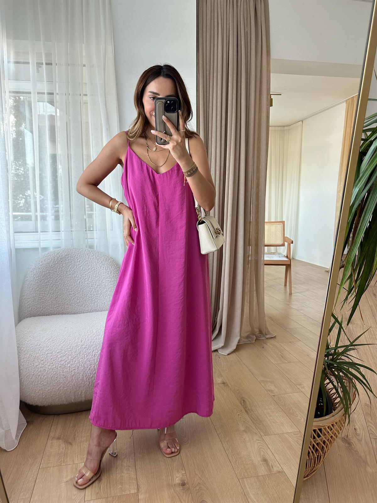 Mandy Pembe Askıları Ayarlanabilir Tensel Elbise · 6