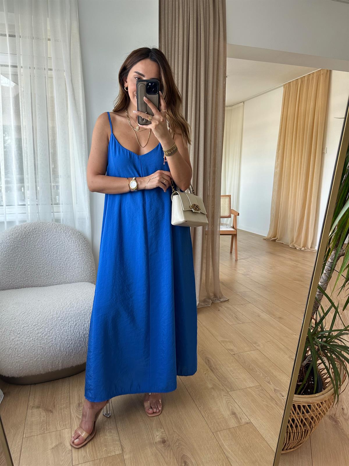 Mandy Saks Askıları Ayarlanabilir Tensel Elbise · 9