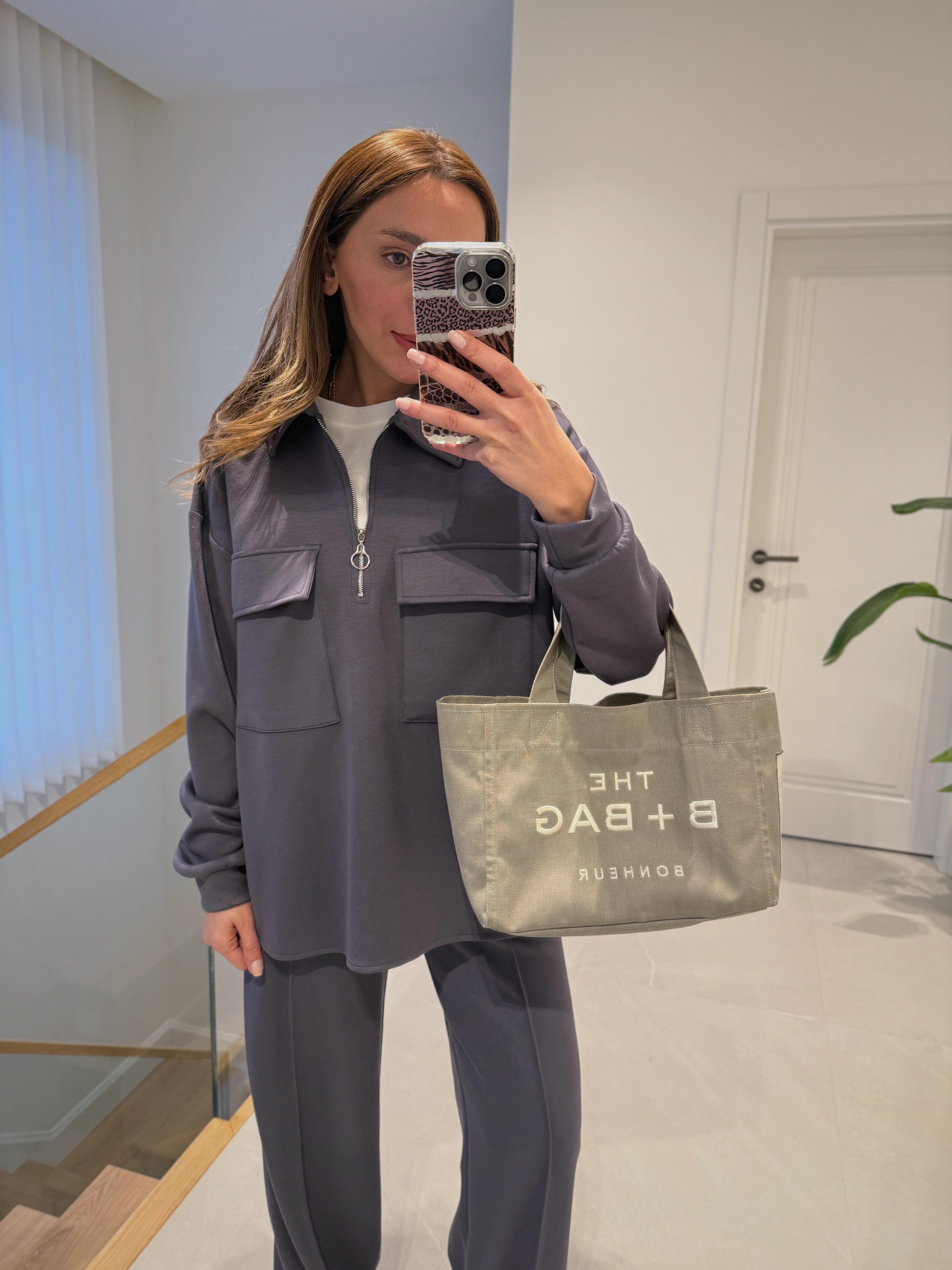 Mathilda 7091 Cepli Fermuarlı Füme Modal Takım