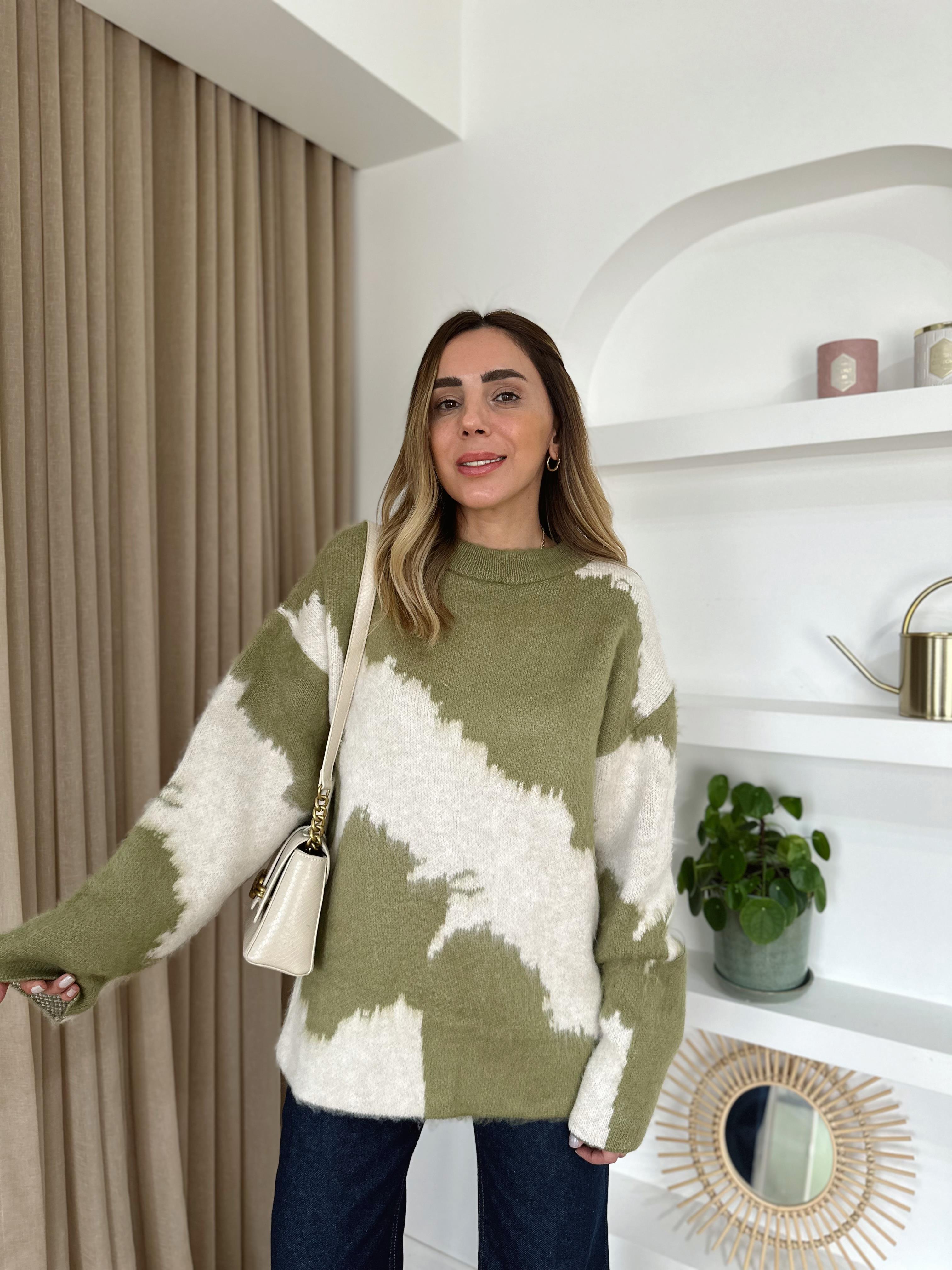 MD HAKİ DESENLİ KALIN YUMOŞ SALAŞ KAZAK
