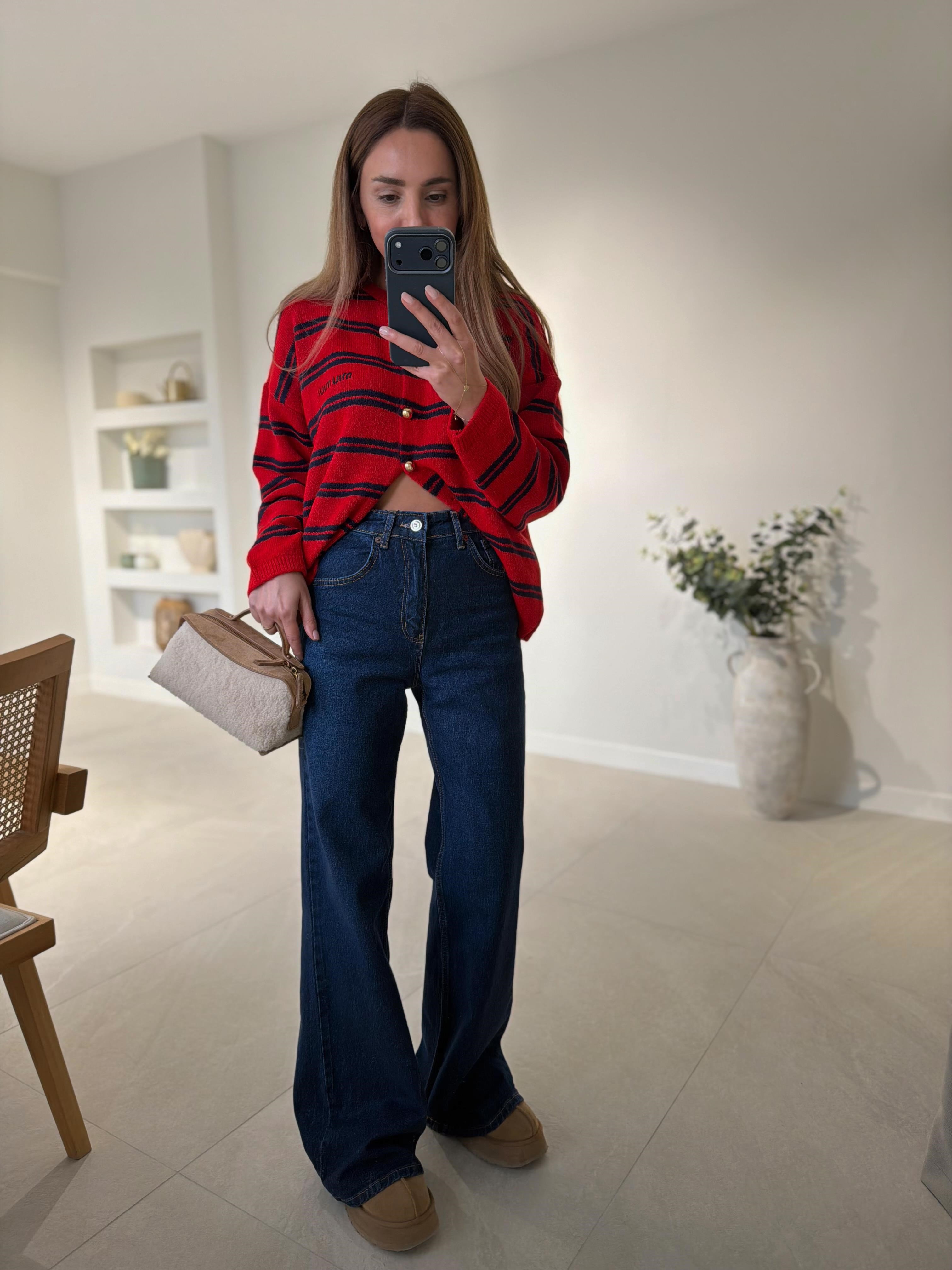 MD Muadil Koyu Lacivert Wide Leg Jean