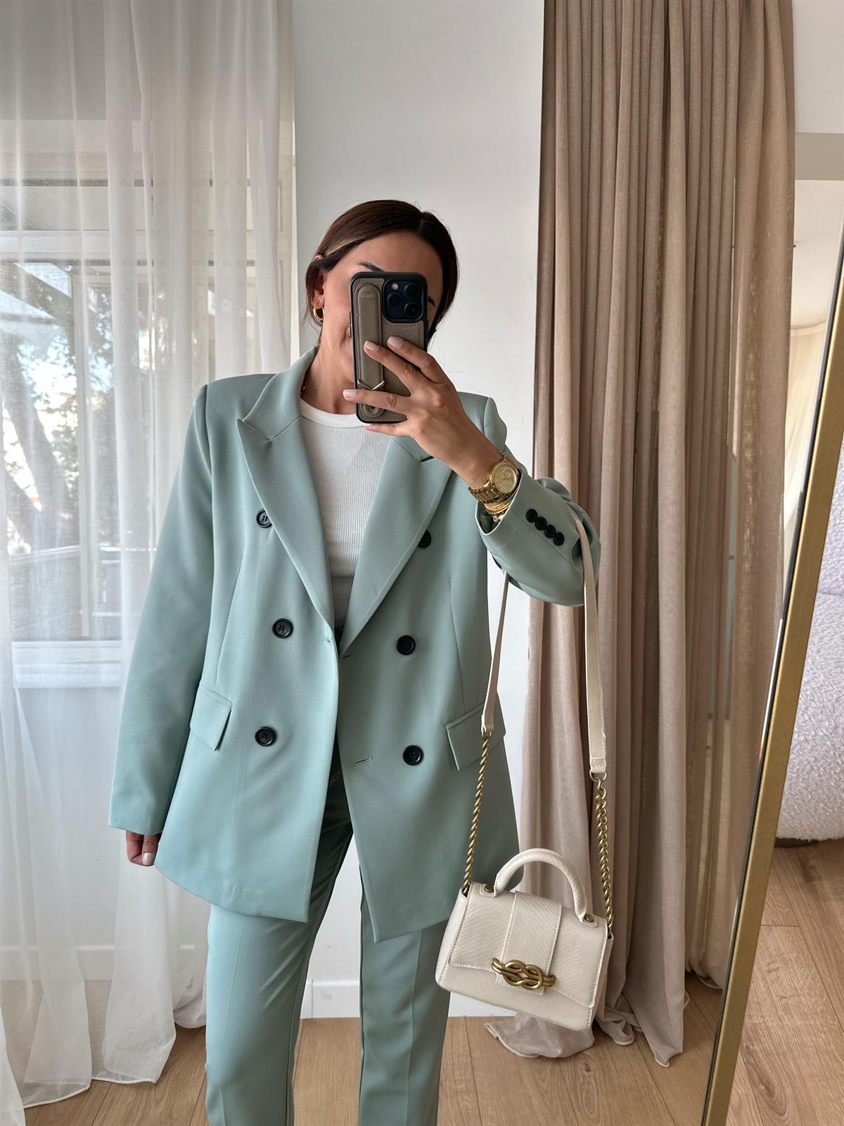 MİNT DÜĞMELİ BLAZER CEKET