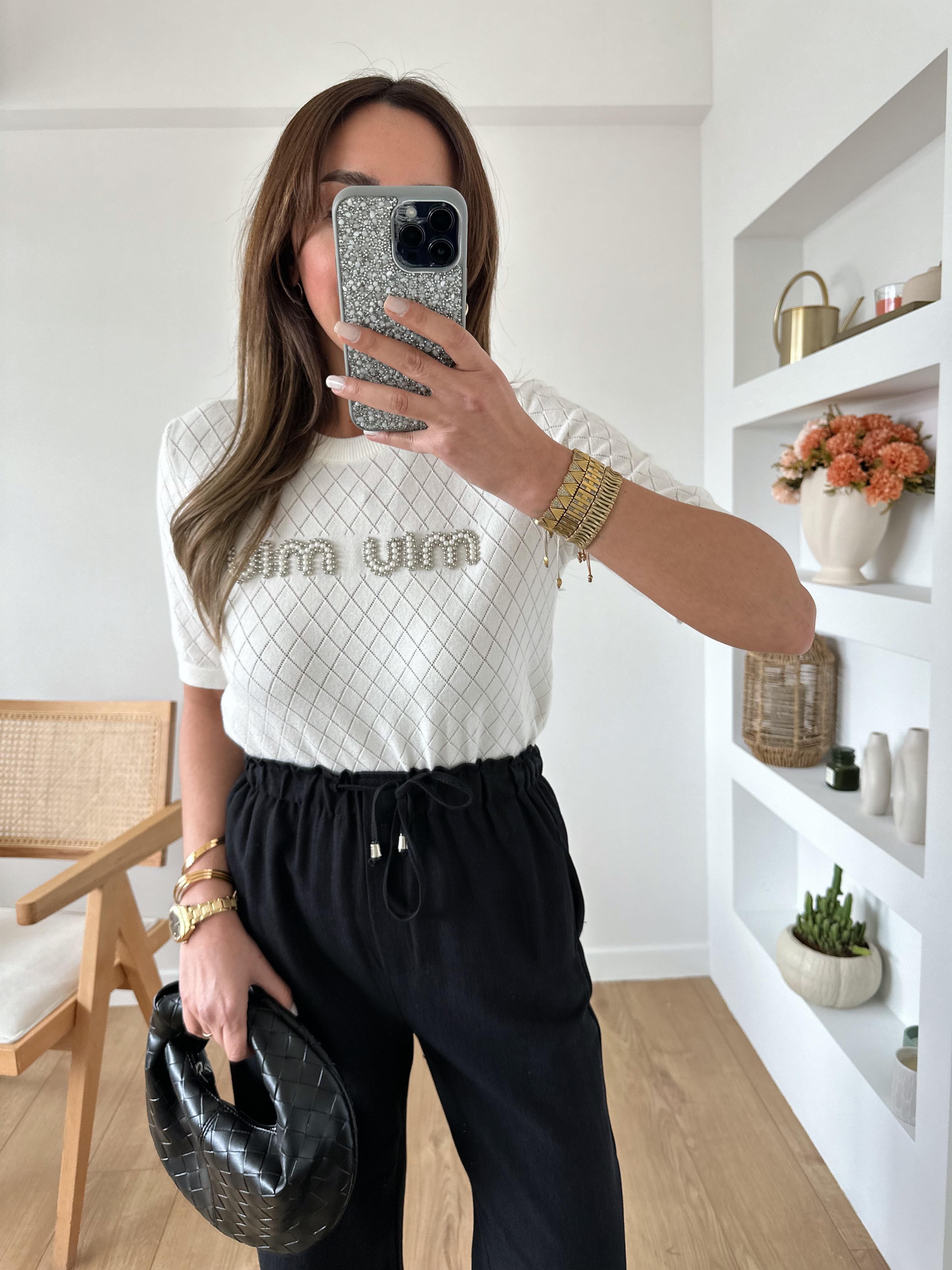 MIU MUADİL PREMİUM İNCİLİ EKRU TRİKO