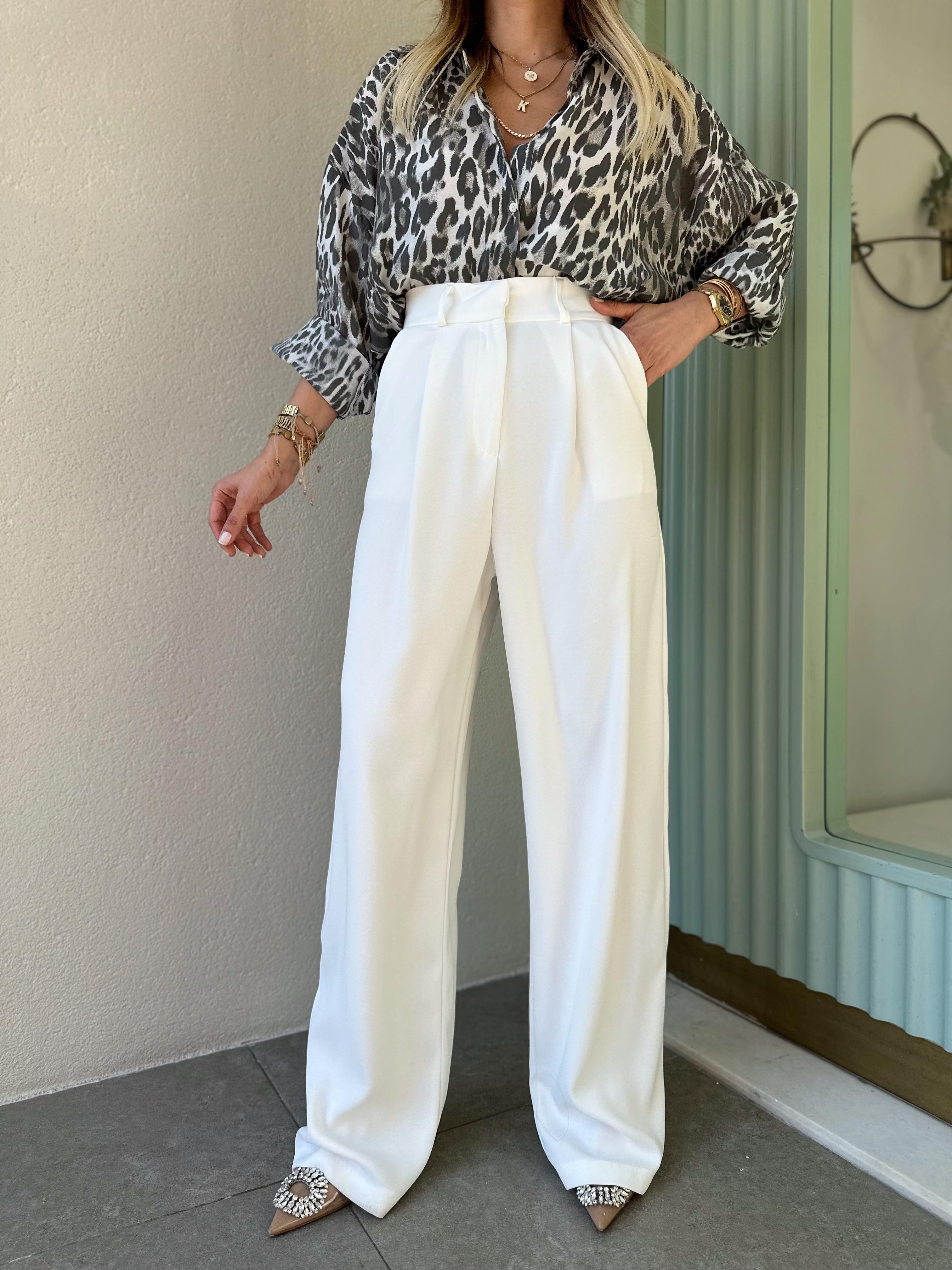 NM BEYAZ PREMIUM KREP PALAZZO PANTOLON