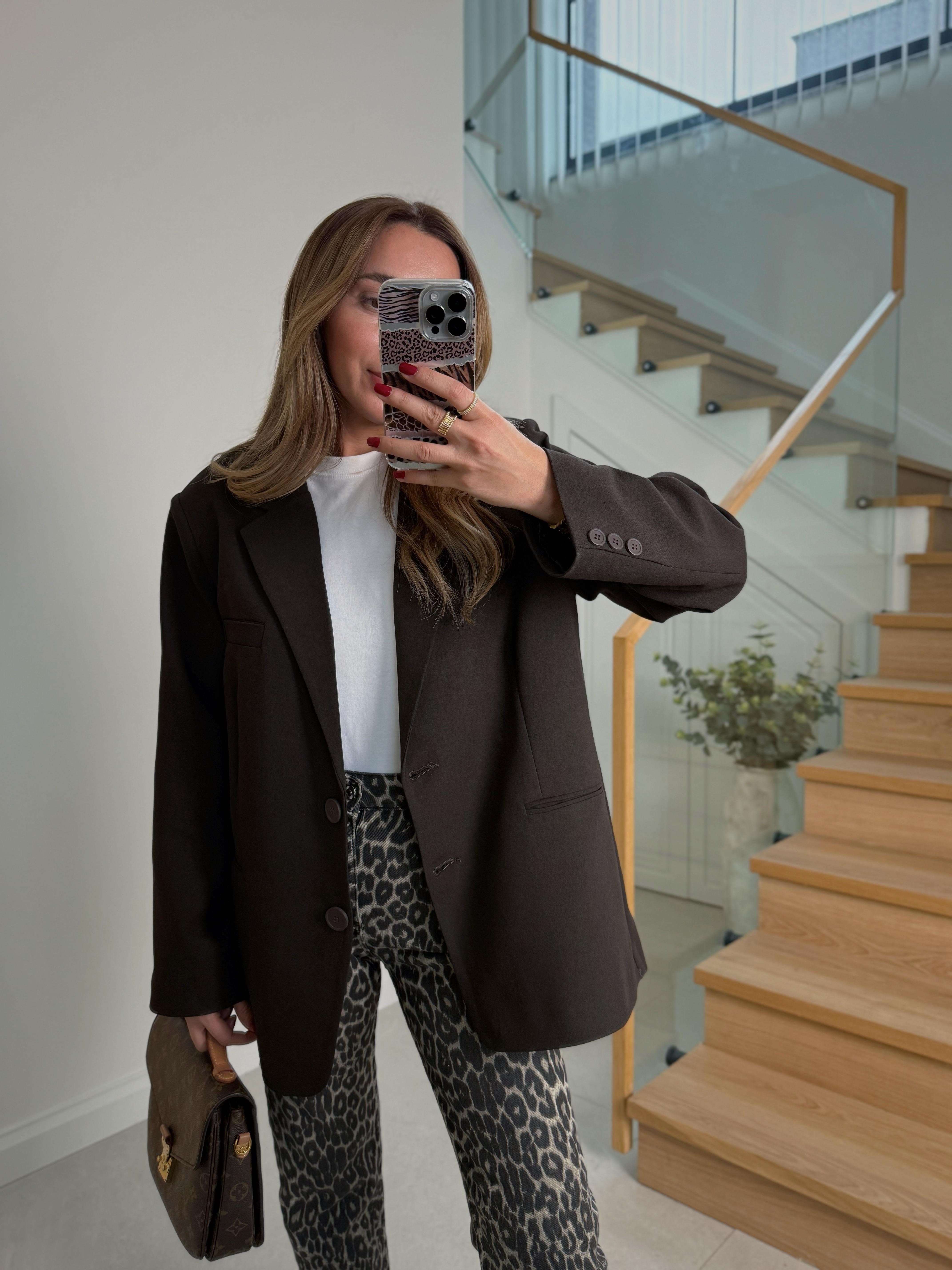 Palm Acı Kahve Oversize Astarlı Blazer Ceket 