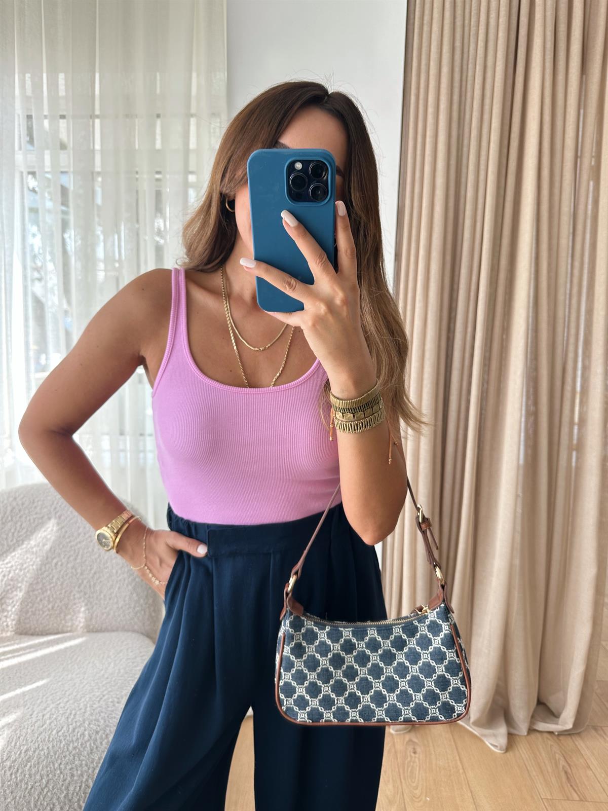 PEMBE ASKILI FİTİLLİ PREMIUM ATLET