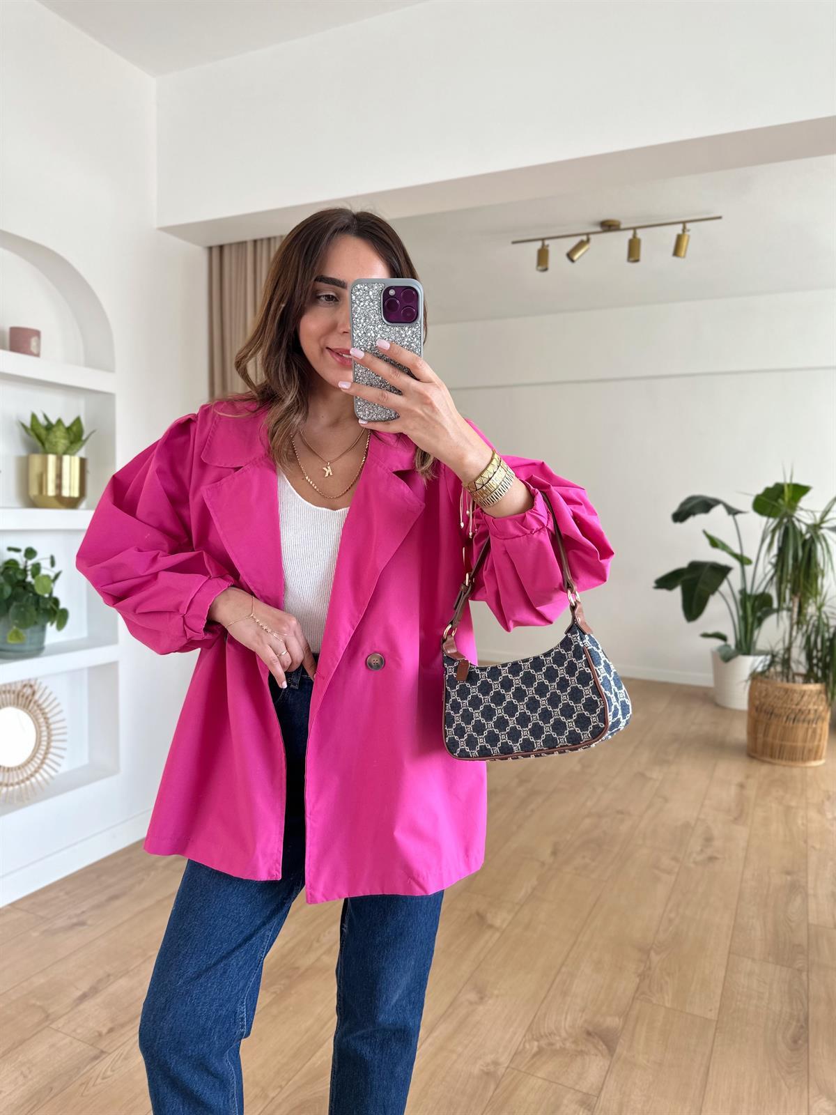 PEMBE BALON KOL OVERSIZE TRENCH