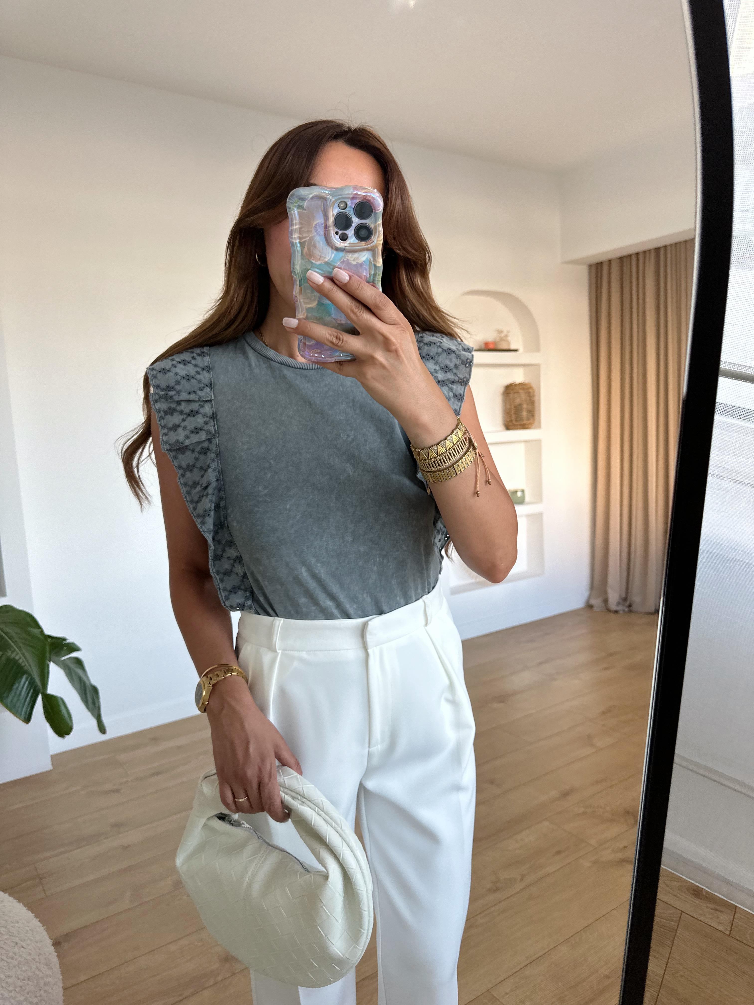 PROMD ANTRASİT KOLLARI FİSTO DETAYLI BLUZ