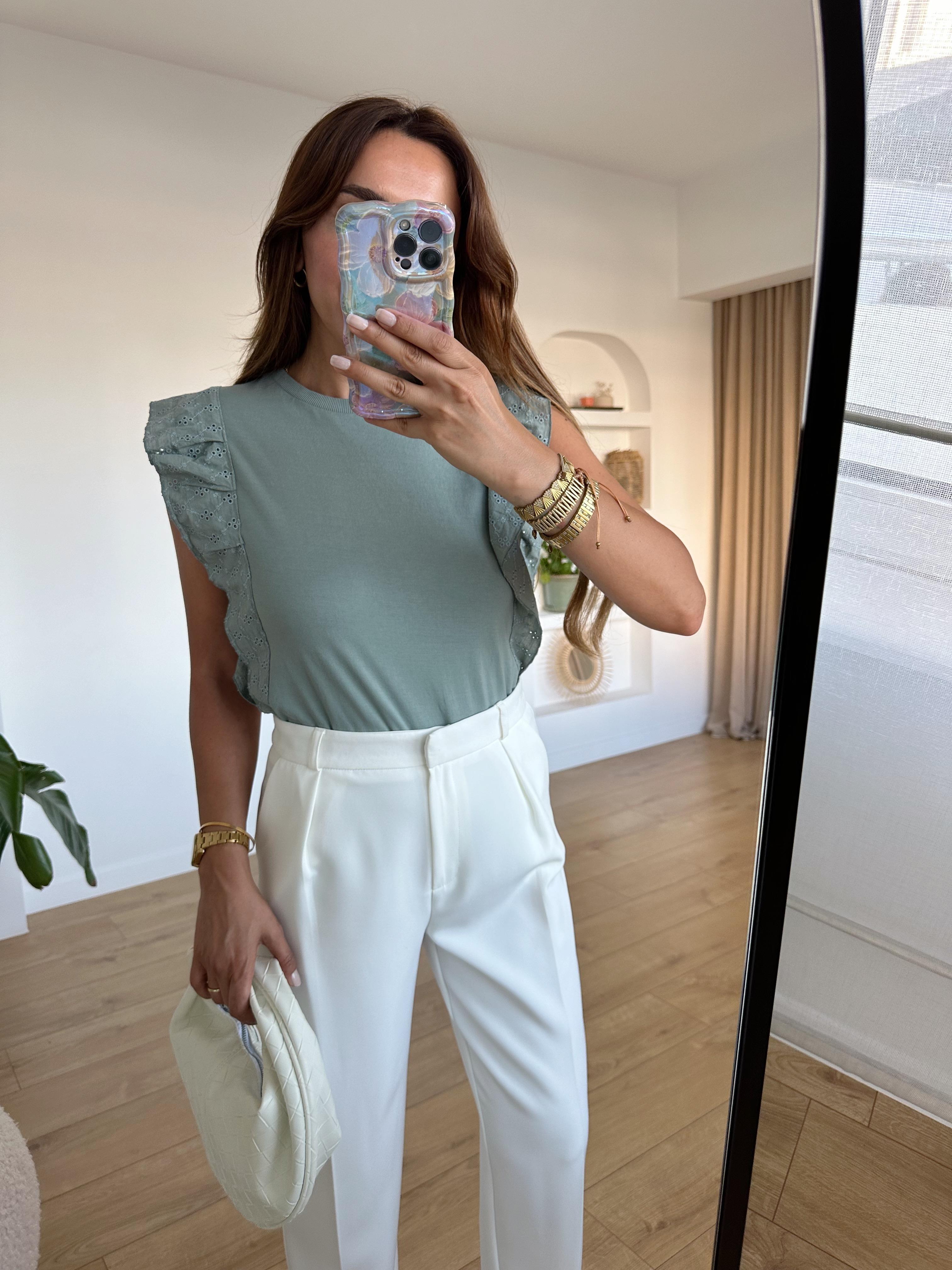 PROMD MİNT KOLLARI FİSTO DETAYLI BLUZ