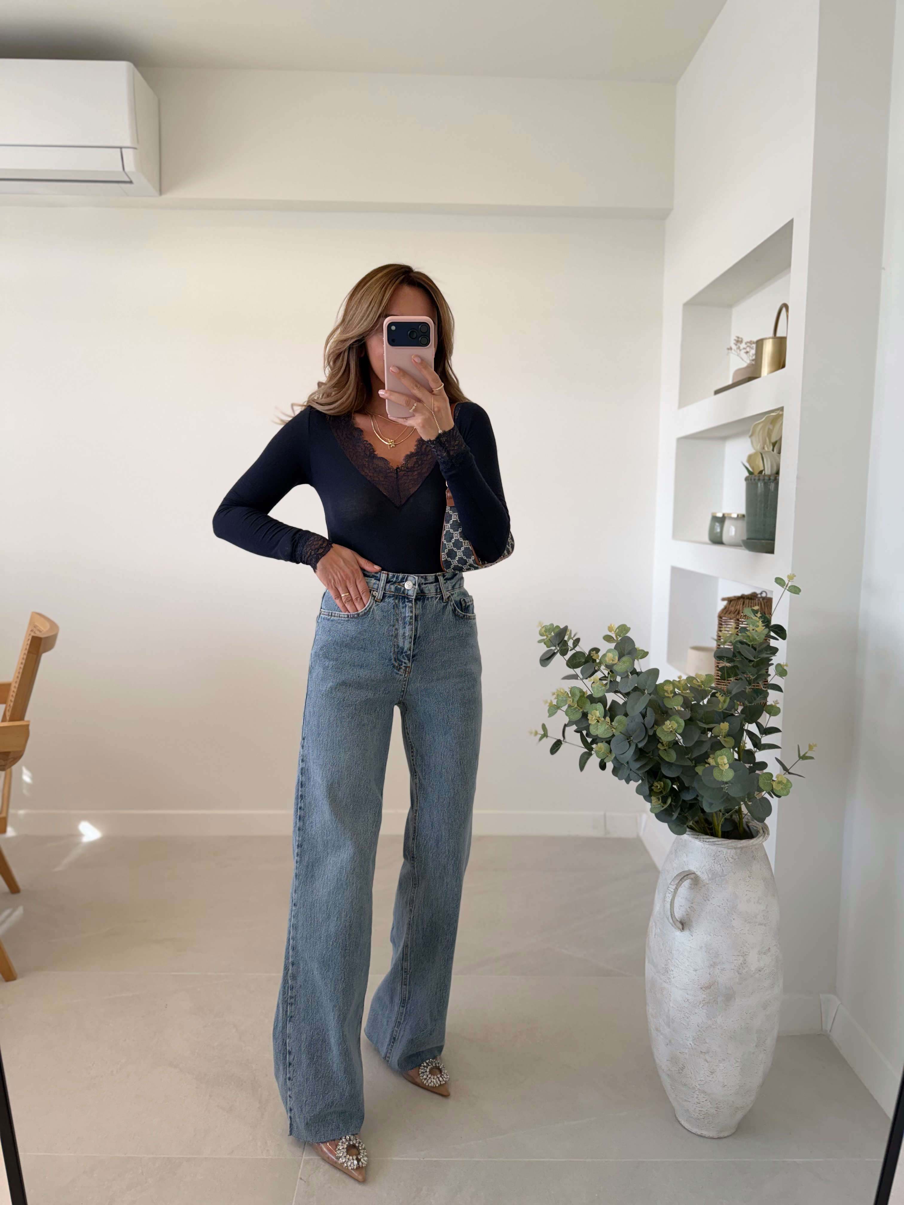 RM1029 Açık Mavi Kar Yıkama Wide Leg Jean