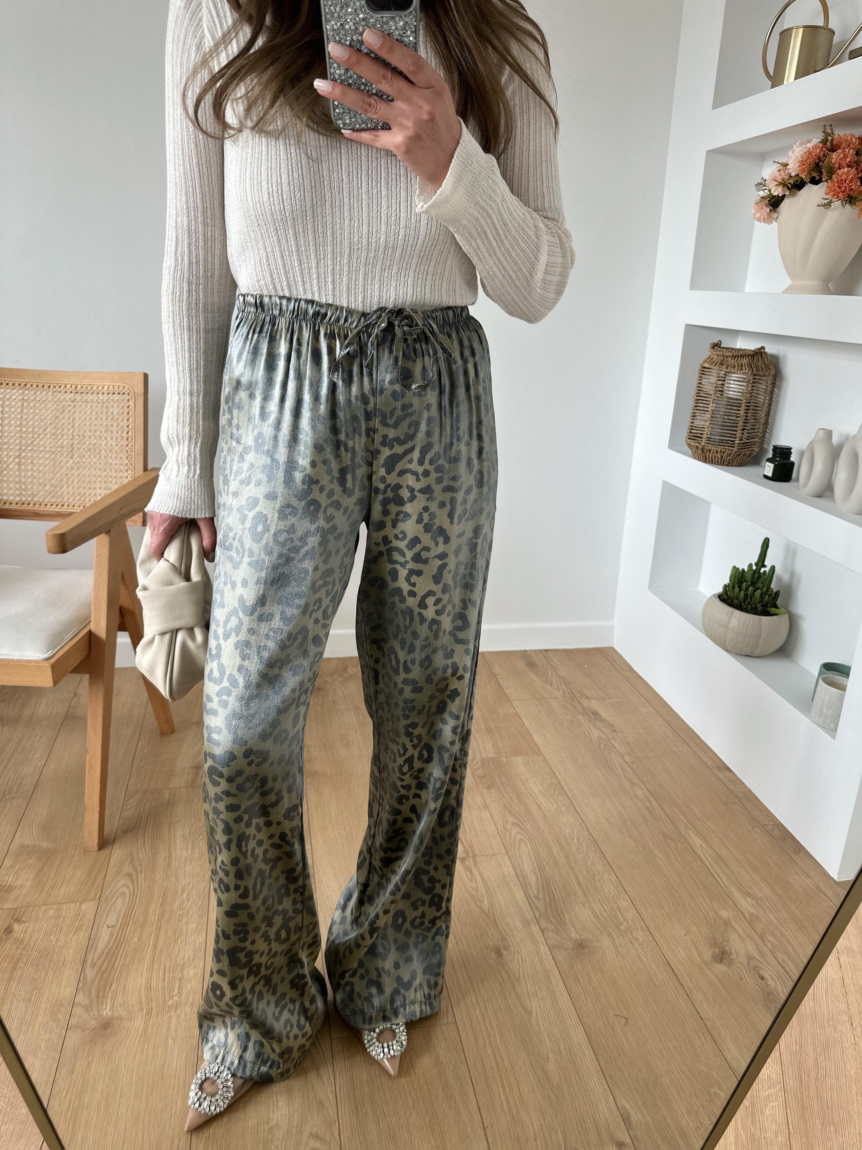 SARAH HAKİ LEOPAR PANTOLON