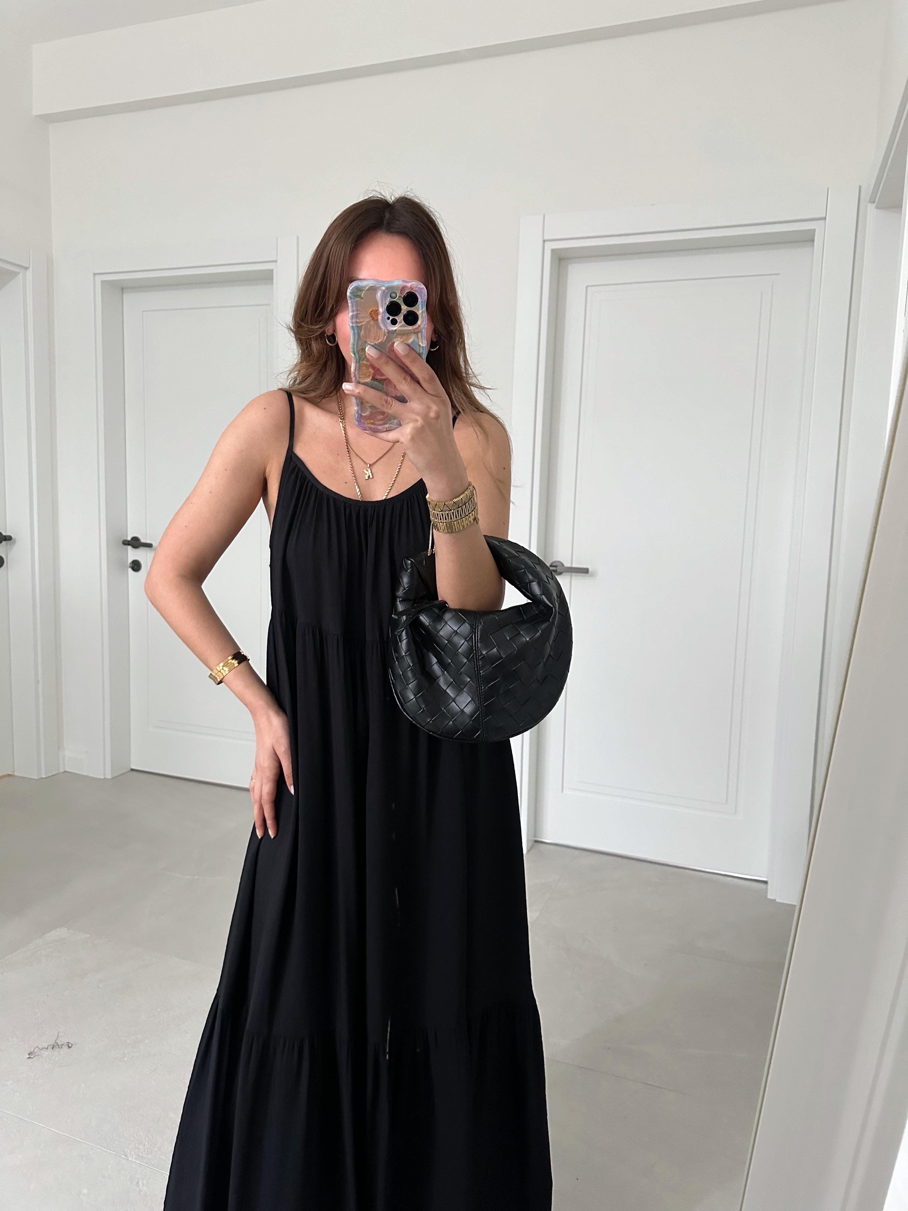 SİYAH ASKILARI AYARLANABİLİR PRENSES MODEL ELBİSE