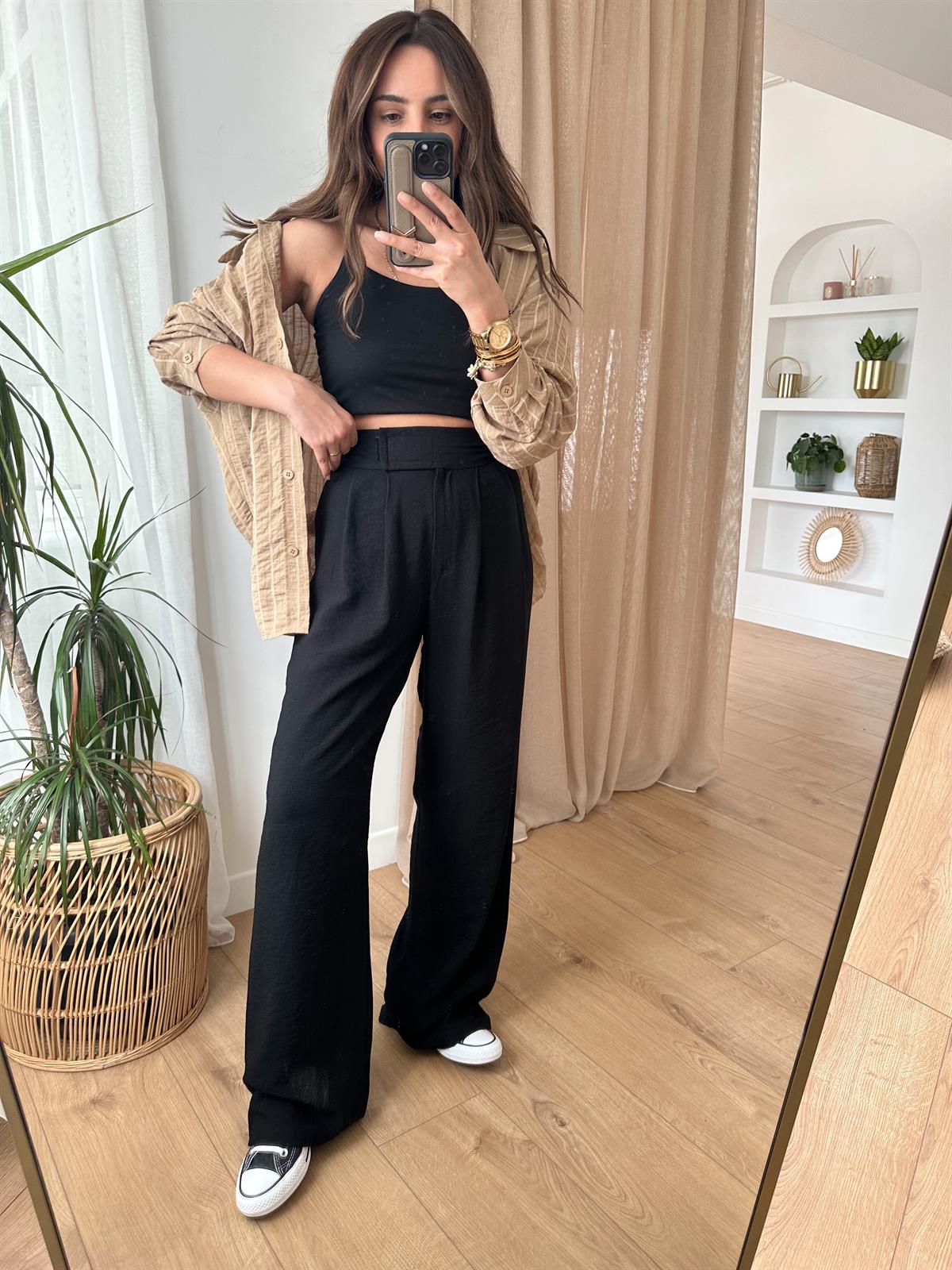 SİYAH BELİ CIRT CIRTLI PANTOLON