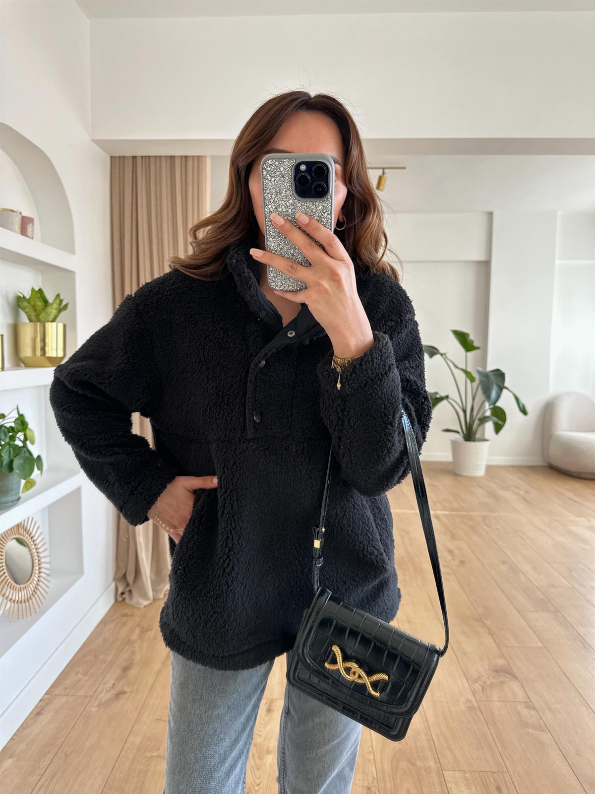 SİYAH KALIN PELUŞ SWEAT