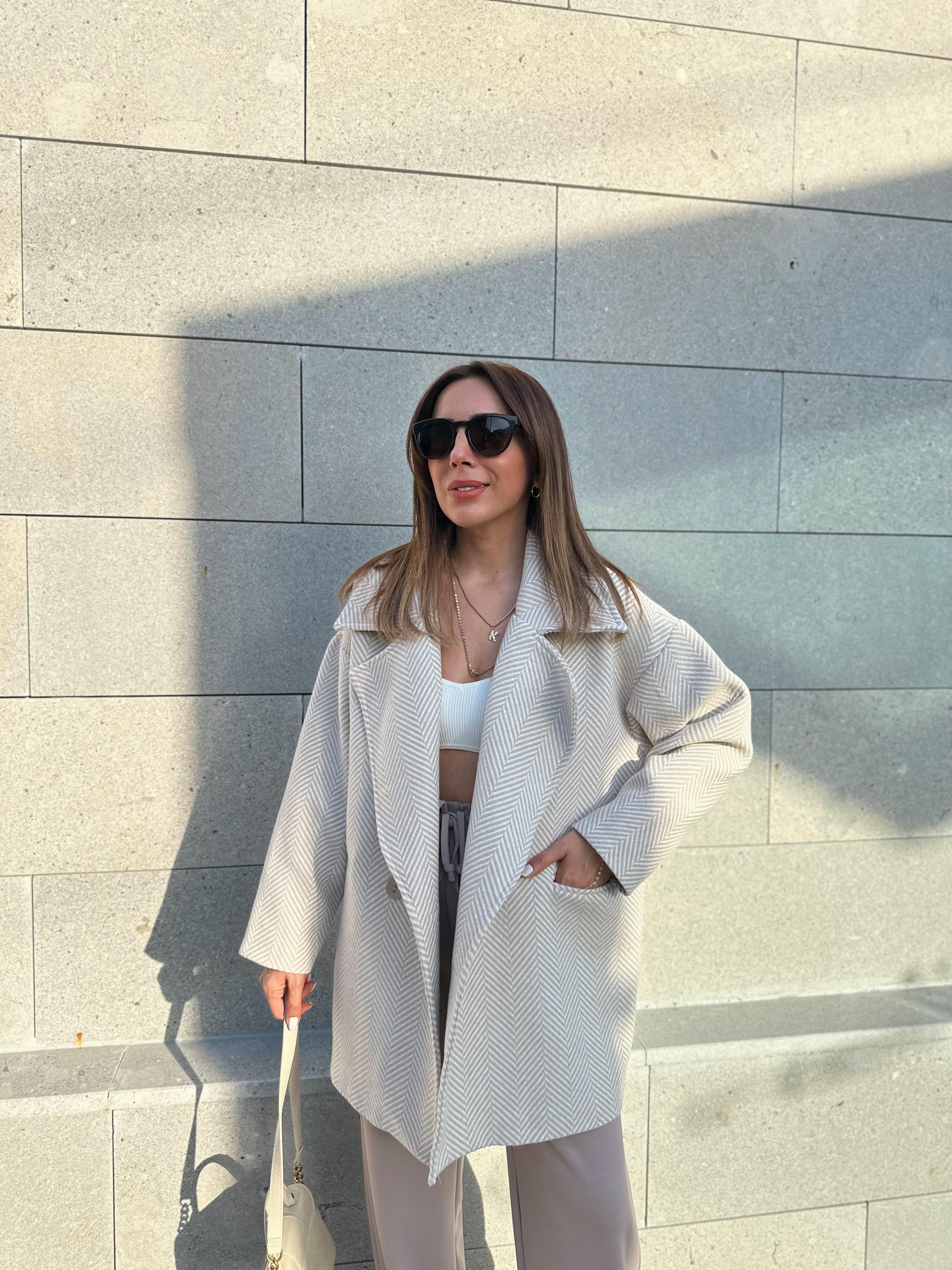 TAŞ RENGİ KAZAYAĞI ASTARLI OVERSIZE KABAN