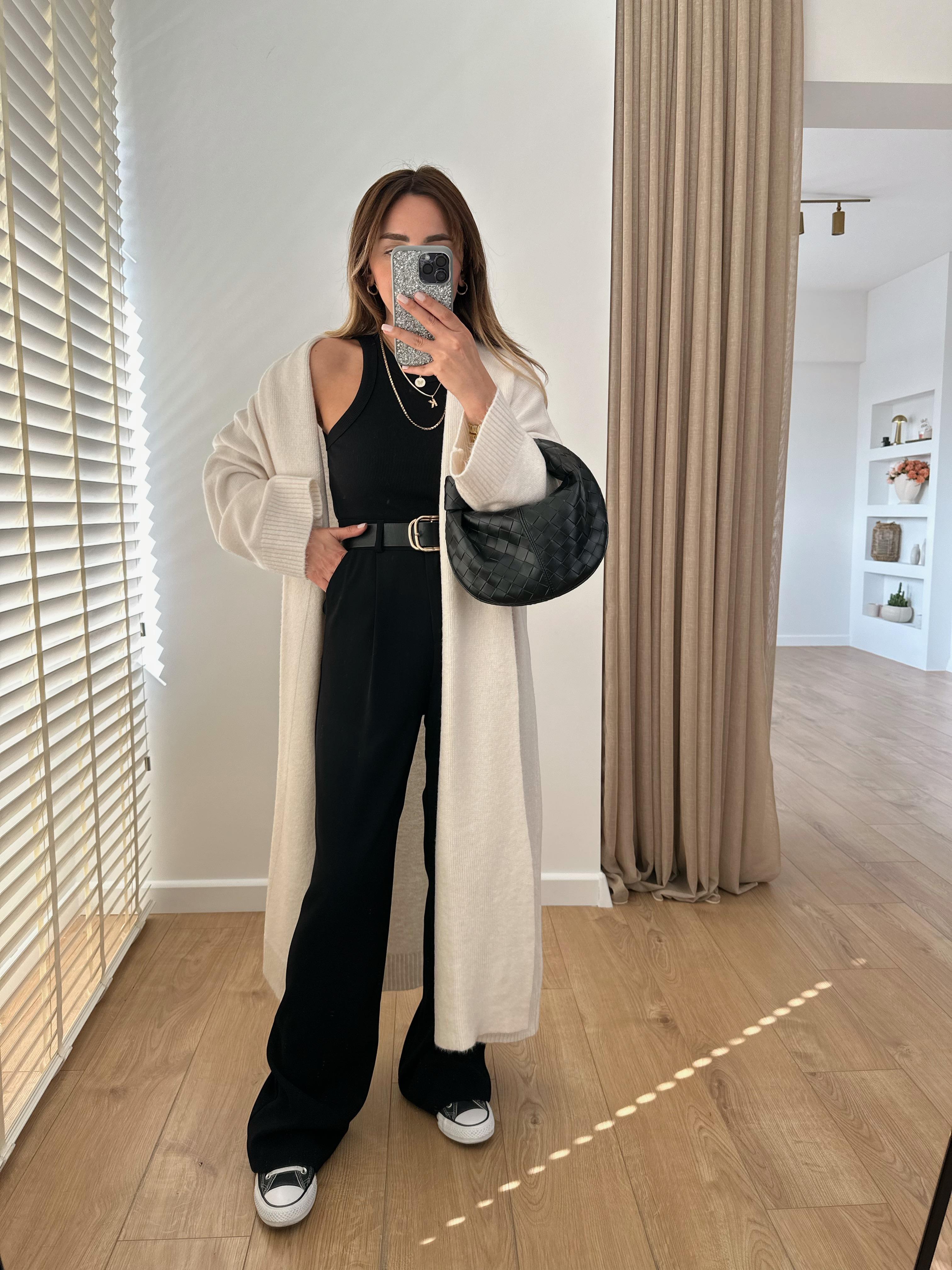 TAŞ RENGİ ŞAL YAKA OVERSIZE UZUN HIRKA