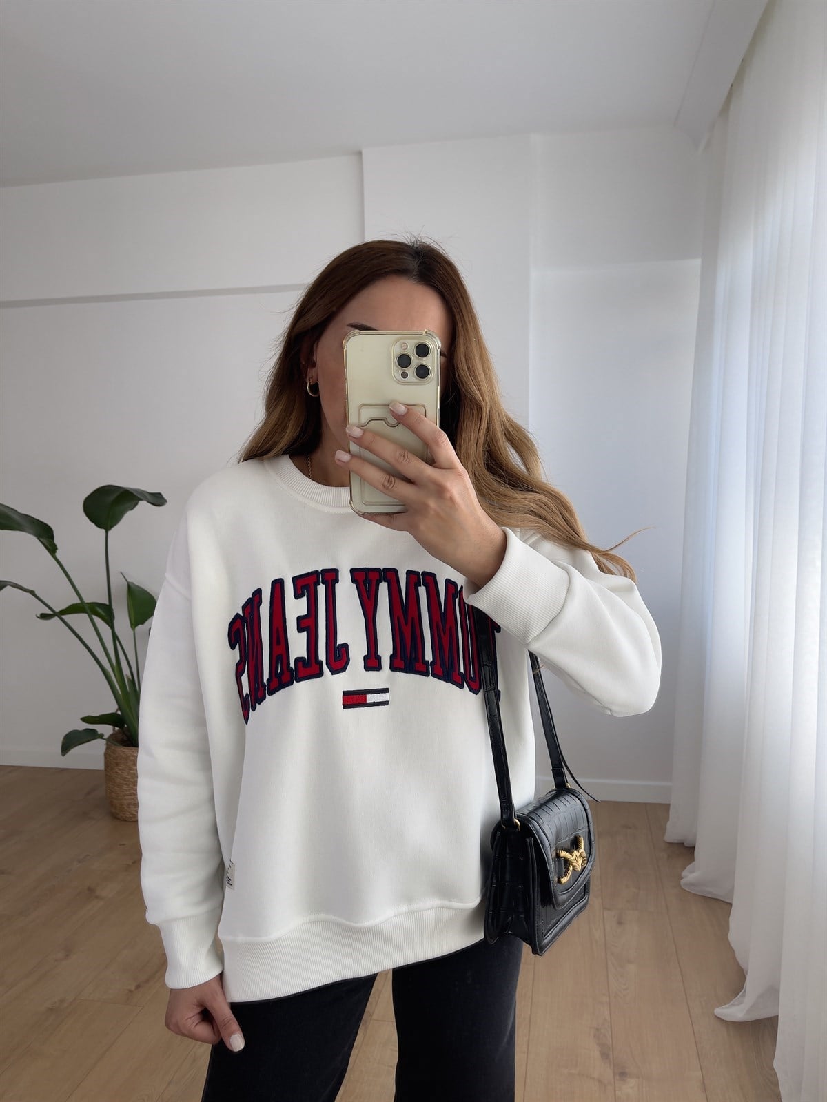 TOMMY BEYAZ ŞARDONLU SWEAT