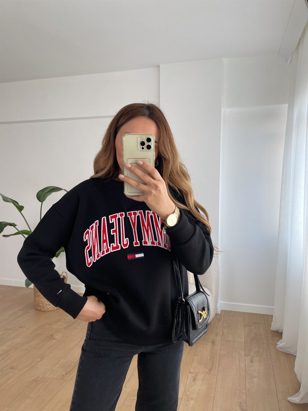 TOMMY SİYAH ŞARDONLU SWEAT