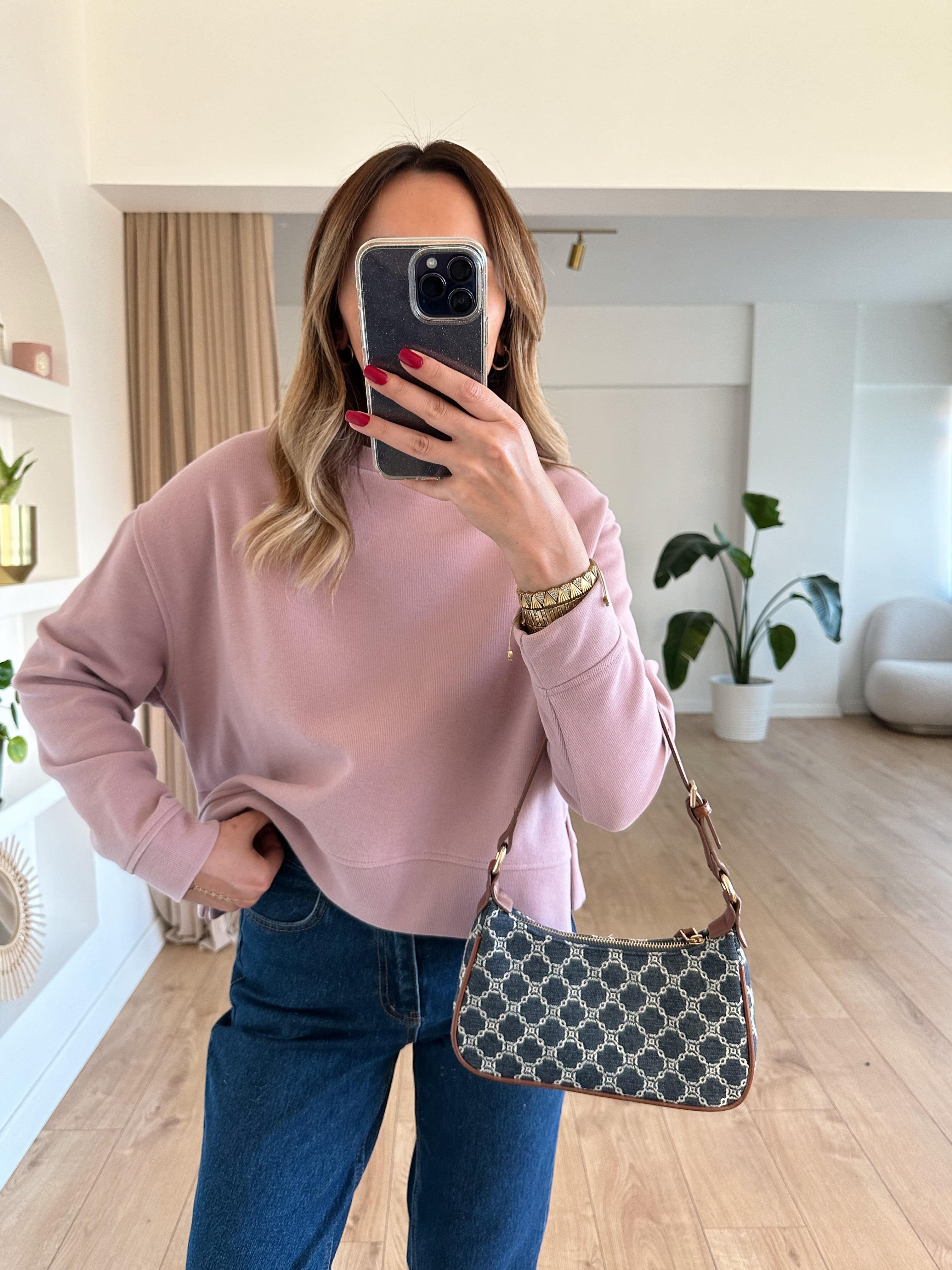 TOZ PEMBE FİTİLLİ YANI YIRTMAÇLI SWEAT