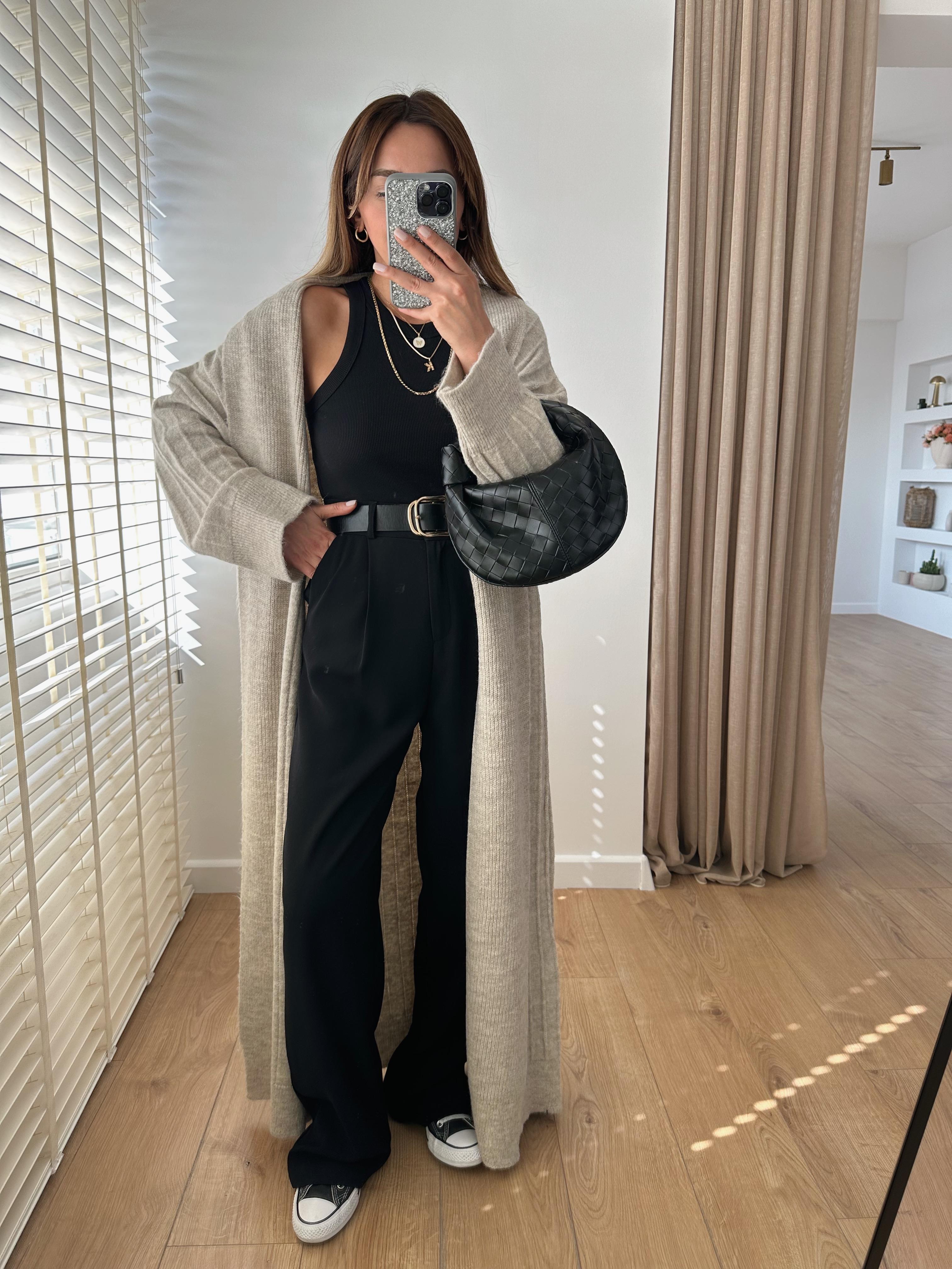 VİZON FİTİLLİ ŞAL YAKA OVERSIZE UZUN HIRKA