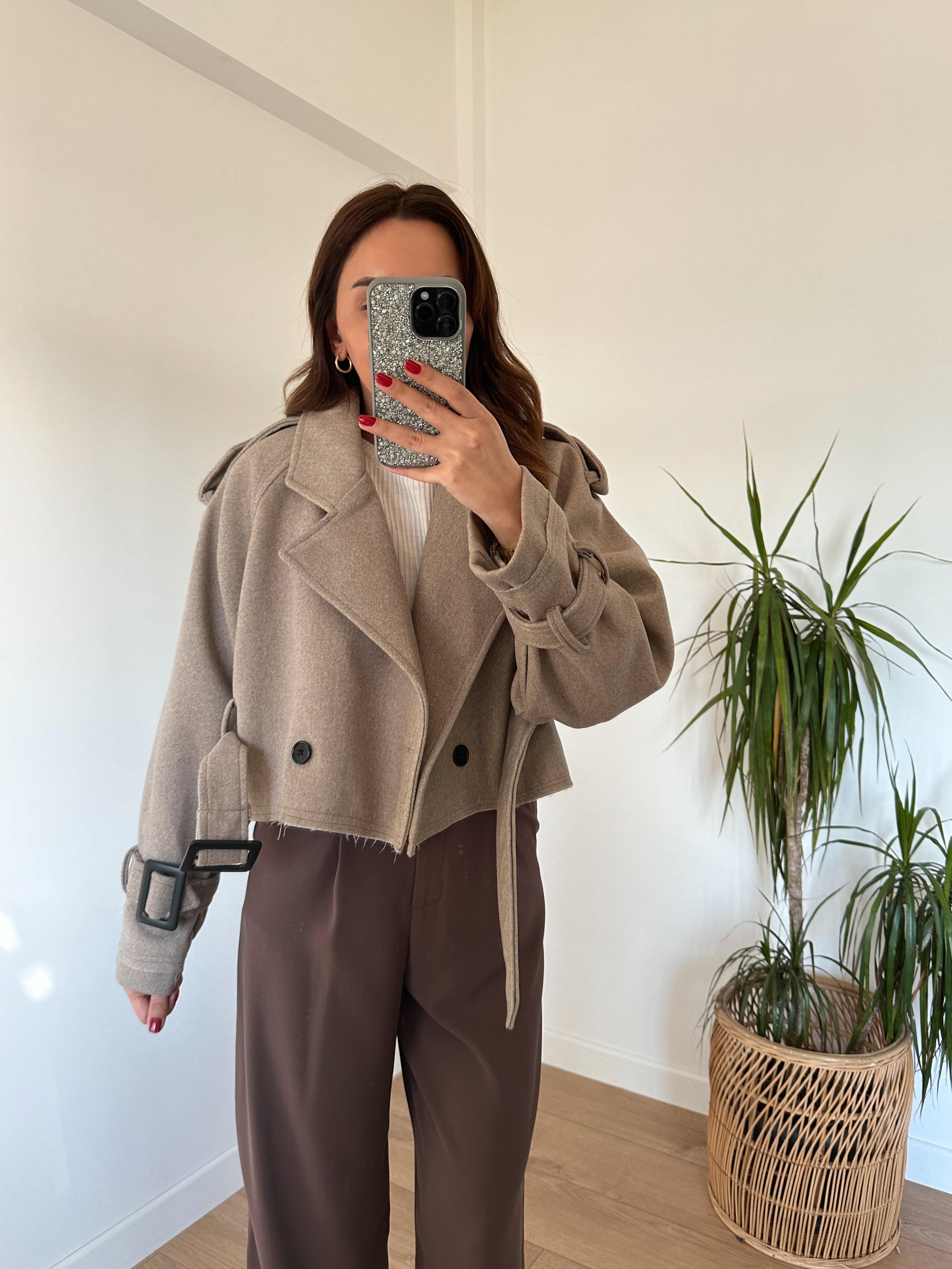 VİZON KUŞAKLI ASTARLI KAŞE CEKET