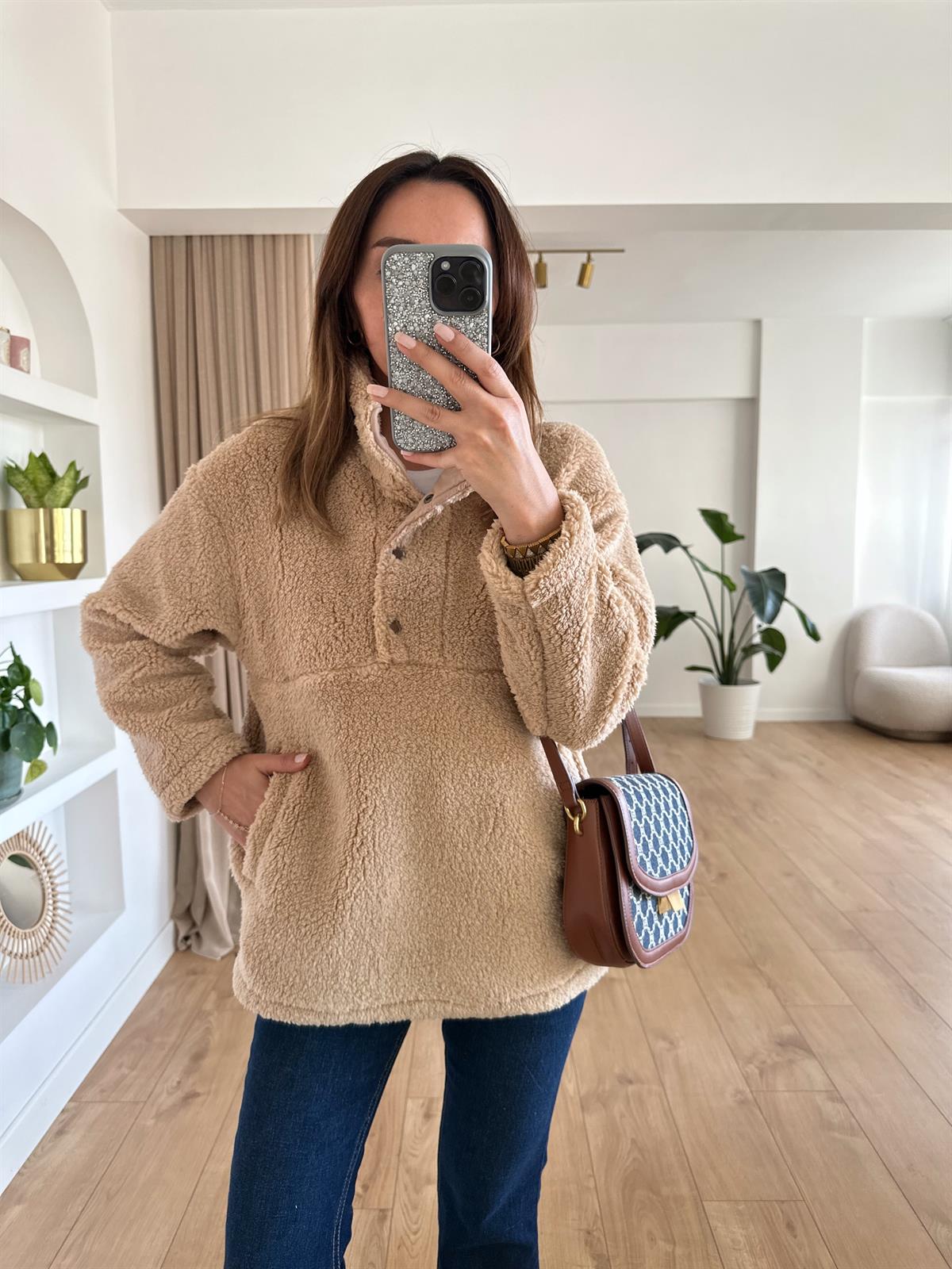 VİZON RENGİ KALIN PELUŞ SWEAT
