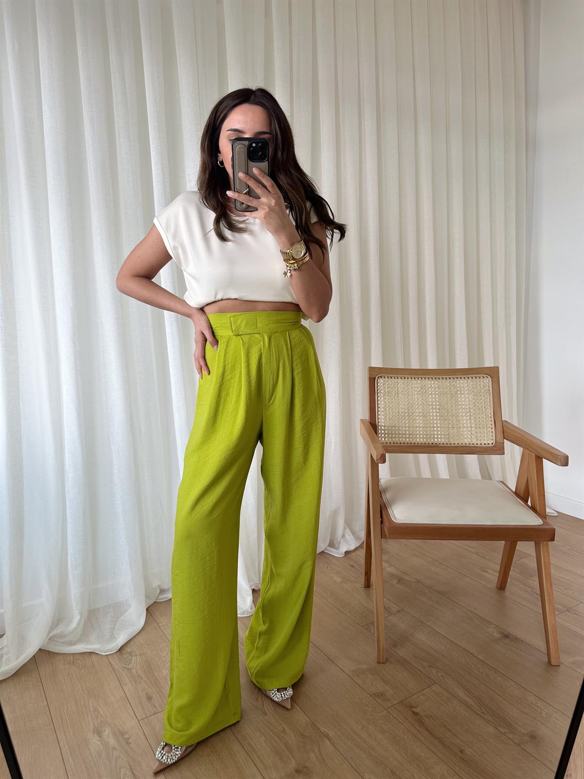 YEŞİL BELİ CIRT CIRTLI PANTOLON