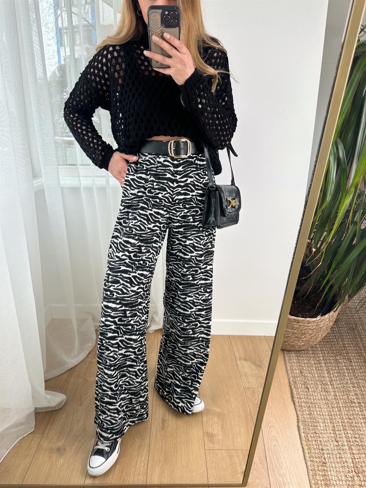 ZEBRA DESEN BELİ LASTİKLİ PANTOLON