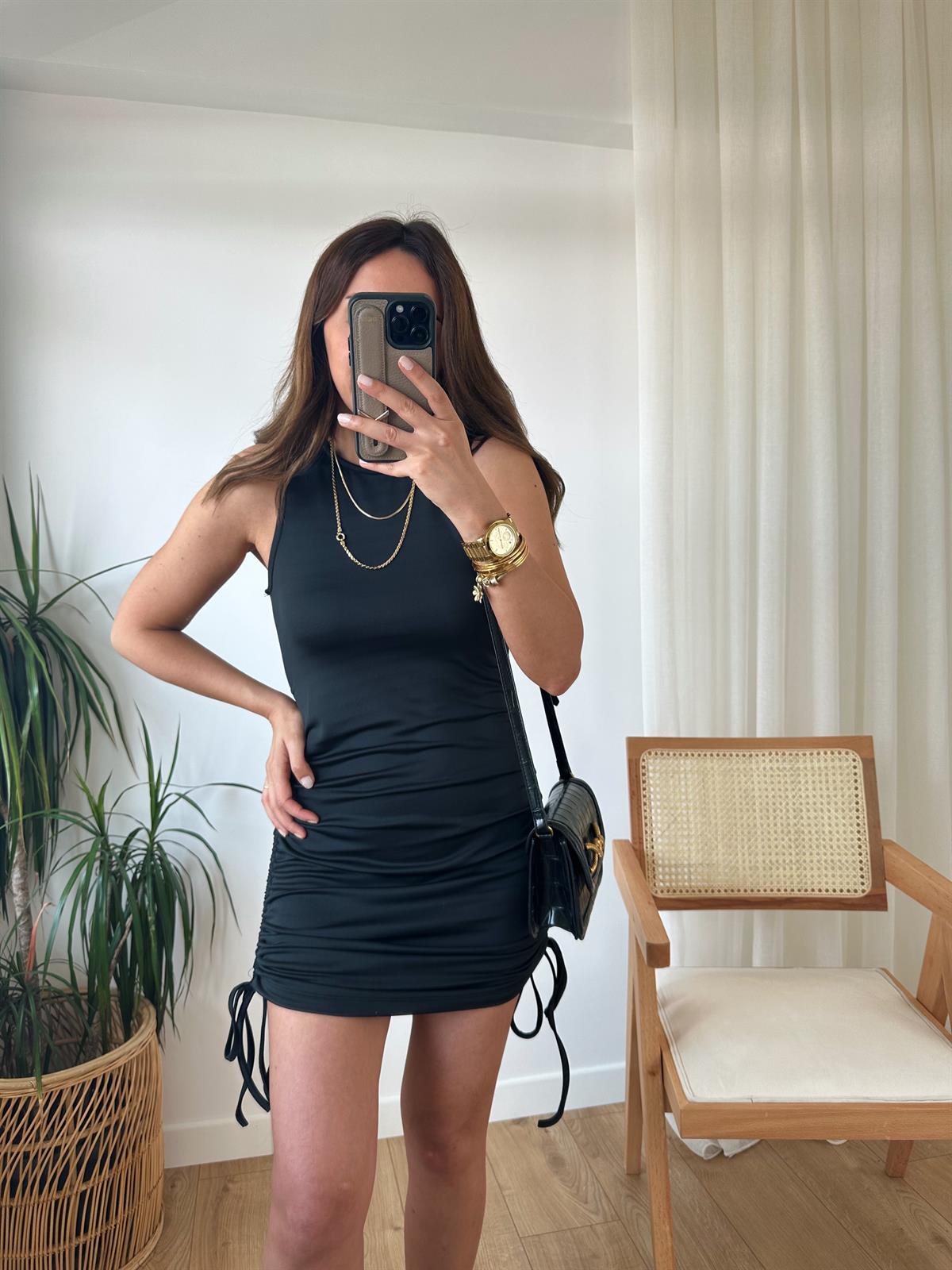 ZR CREP YANLARI BAĞLAMALI AYARLANABİLİR ELBİSE