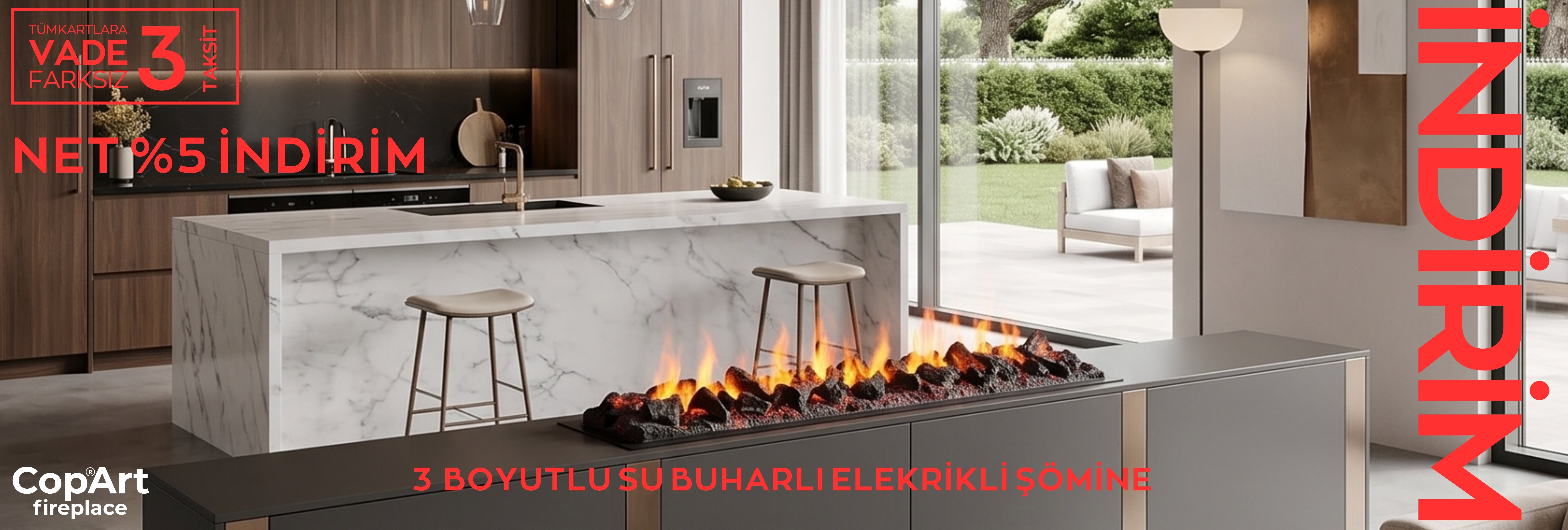 3 Boyutlu Şöminelerde İndirim