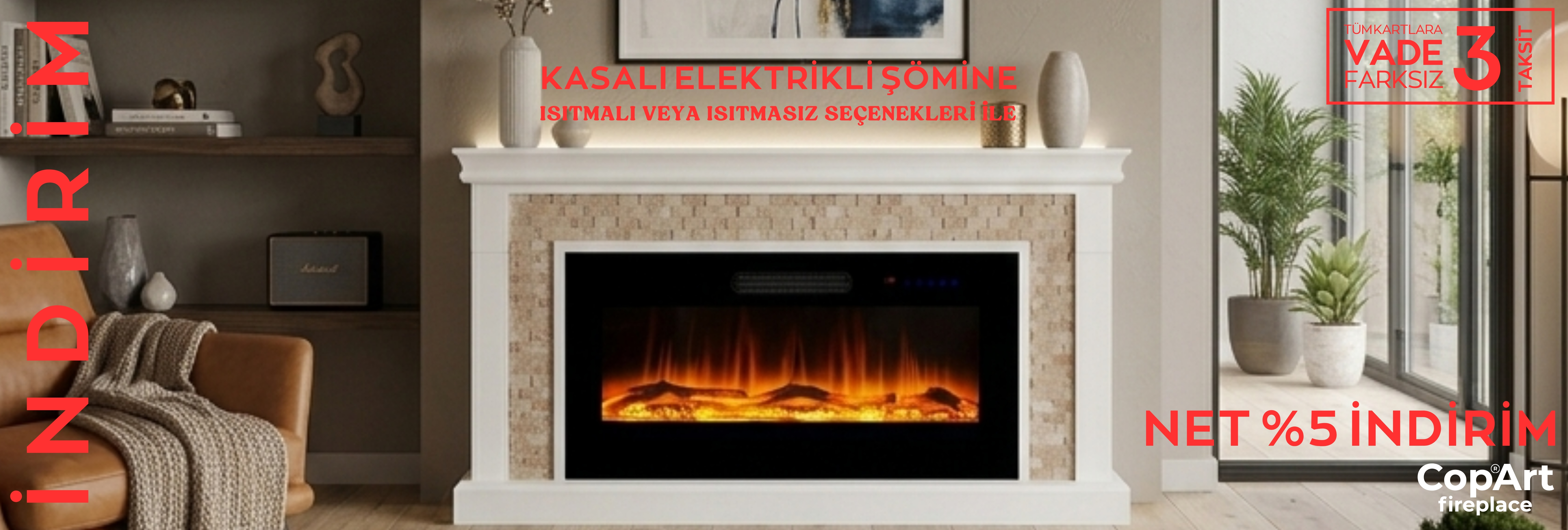Kasalı Elektrikli Şömine