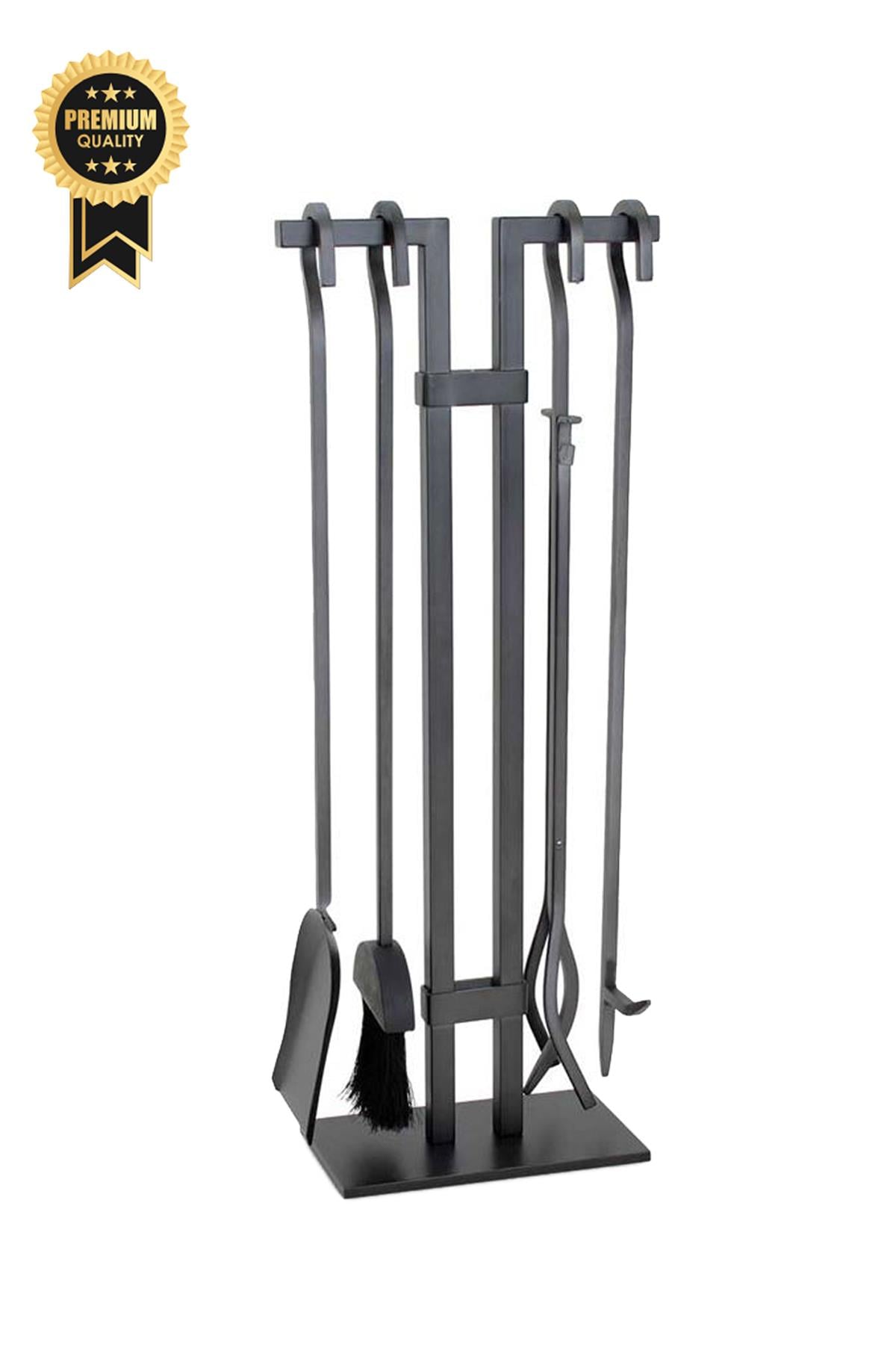 5 Li İthal Lüx Ithal Siyah Şömine - Soba Maşa Takımı Aksesuar Seti