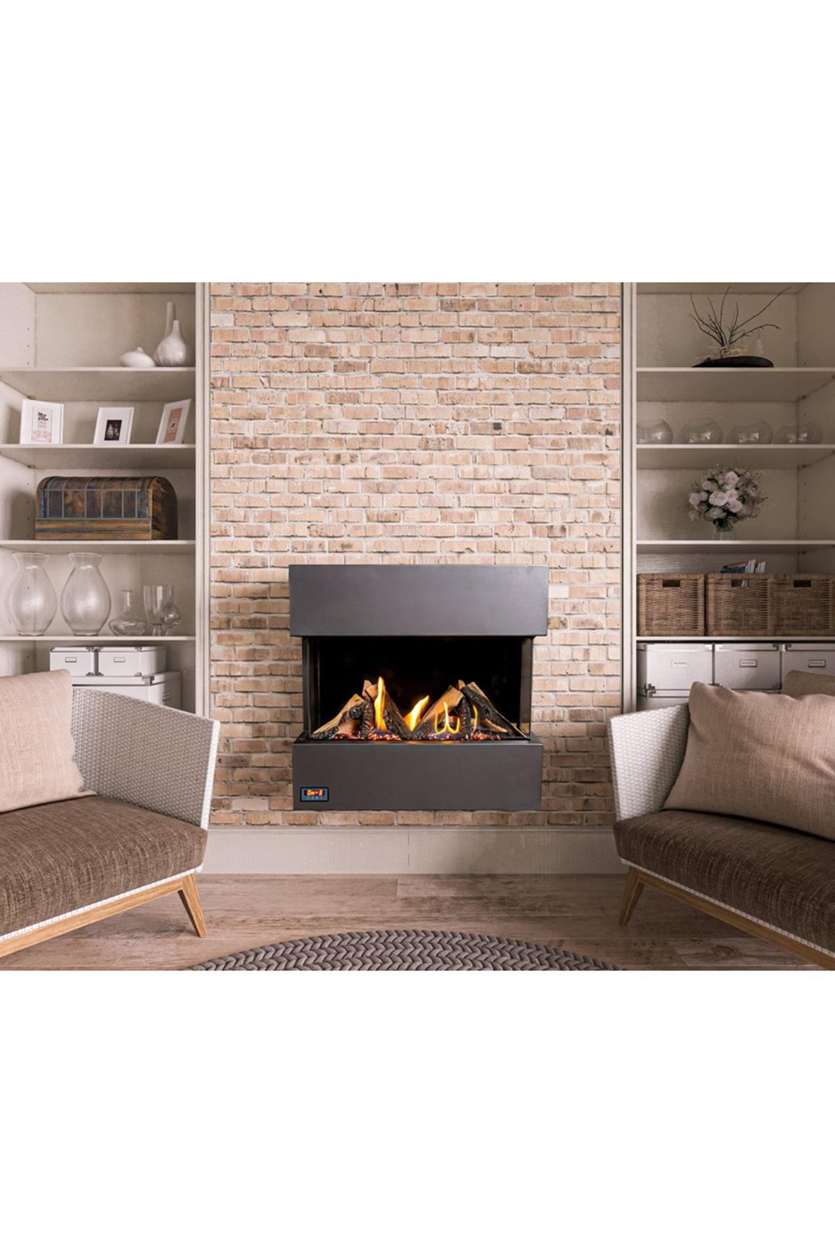 Arkadan Bacalı Asma Yatay Doğalgazlı Şömine