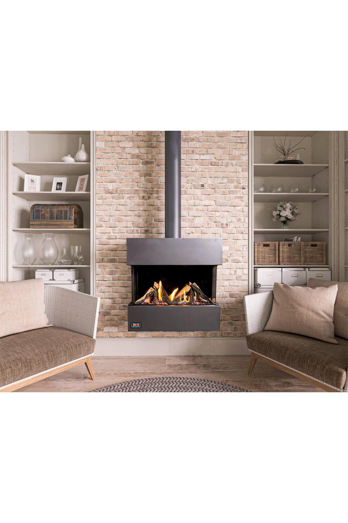 Üstten Bacalı Asma Yatay Doğalgazlı Şömine