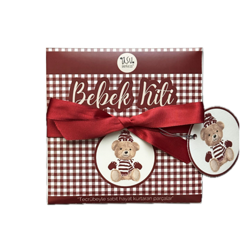Asu Baby Vintage Bear Bordo Organik Pamuk Hediye Bebek Kiti