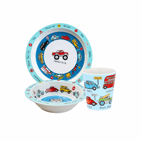 Tyrrell Katz Melamin Mama Tabağı, Kasesi ve Alıştırma Bardağı Cars