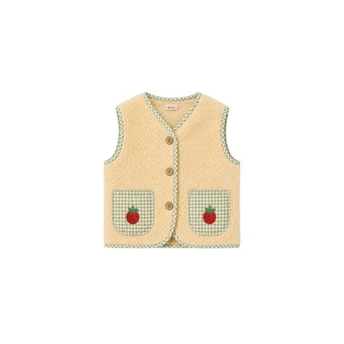 Kiraz Kids Çilek Nakışlı Teddy Yelek Butter Yellow