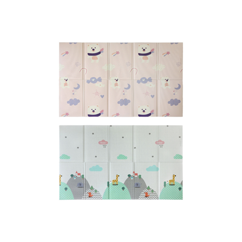 Coolmats Pembe Ayı Masalı & Bulutlar Dağlar Çift Taraflı Katlanabilir Oyun Matı