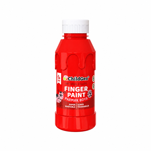 ChildGen Play Dough Süper Yıkanabilir Parmak Boya Süper Yıkanabilir Parmak Boya 350 ml Kırmızı