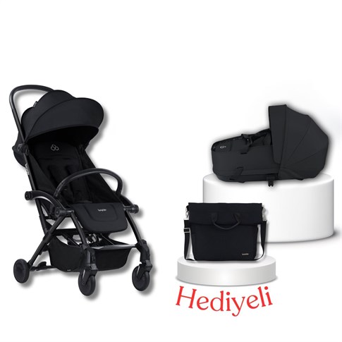 Bumprider Connect³ Bebek Arabası ve Portbebe Seti – Black | Yan Bakım Çantası Hediyeli